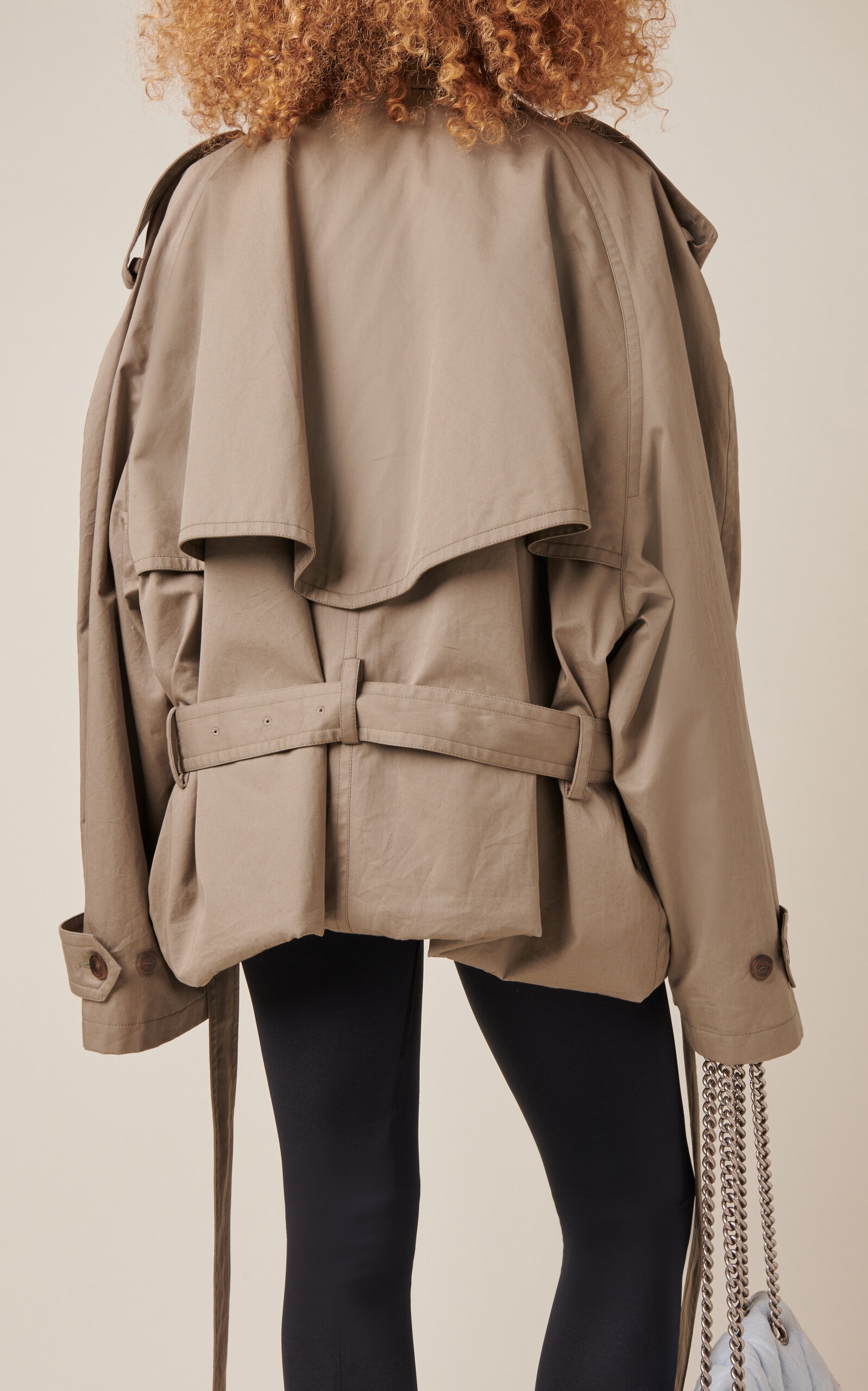 Folded Double-Breasted Cotton Trench Coat neutral - 5