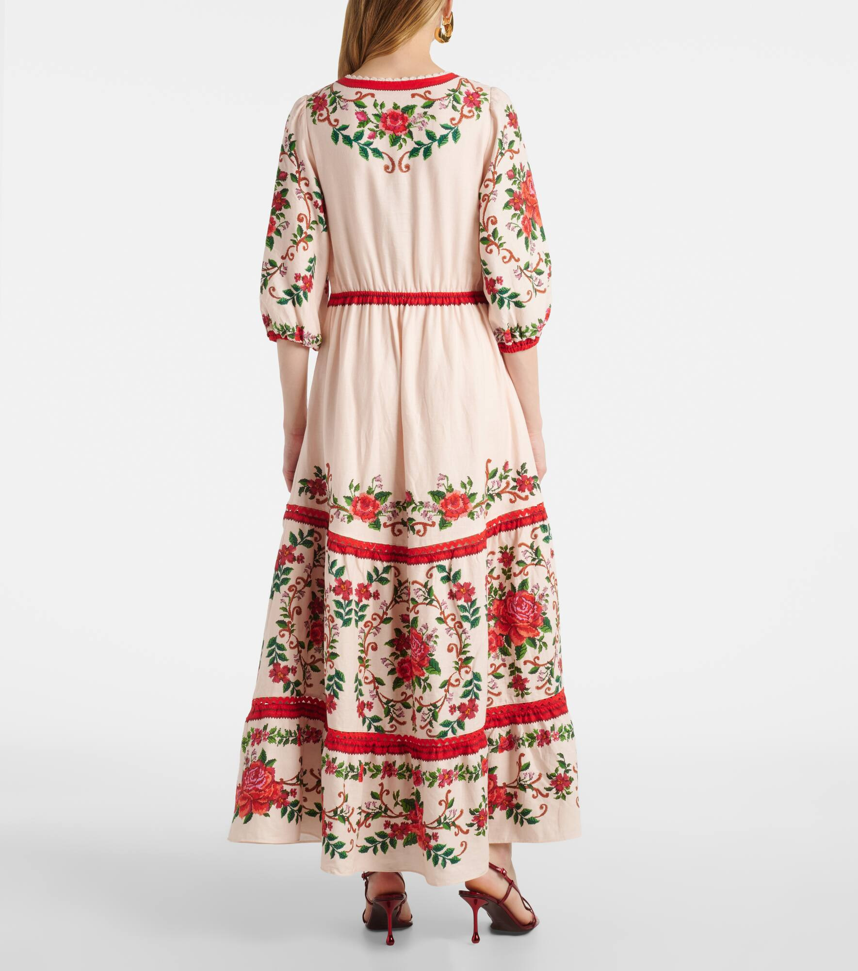 Floral linen-blend maxi dress - 3
