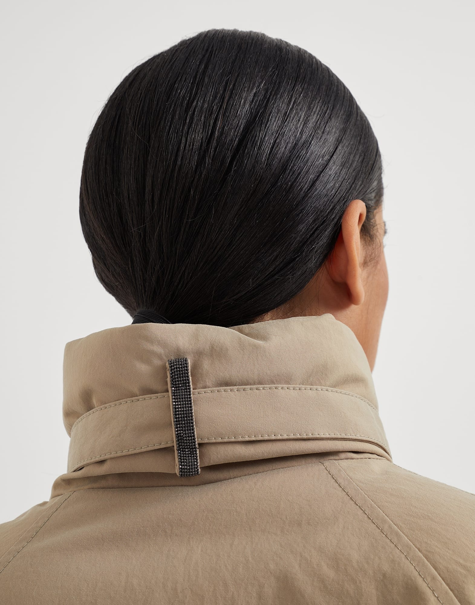 Techno canvas outerwear jacket with leather belt detail and monili - 3
