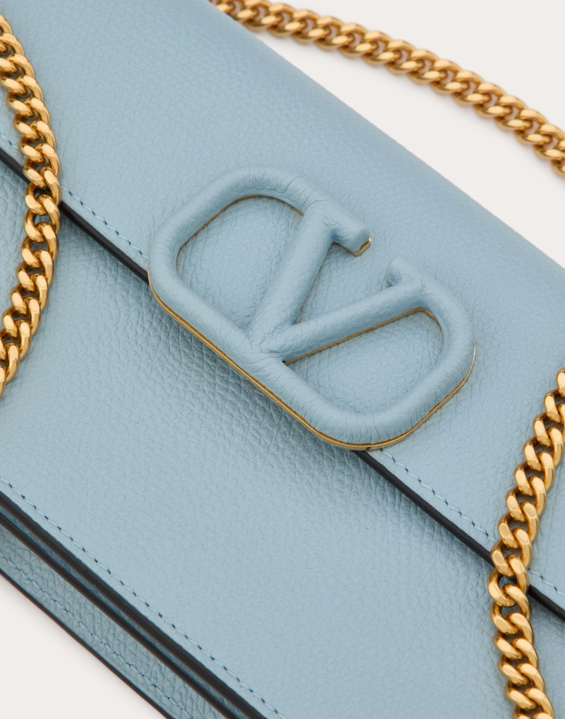 VLOGO SIGNATURE GRAINY CALFSKIN WALLET WITH CHAIN 8