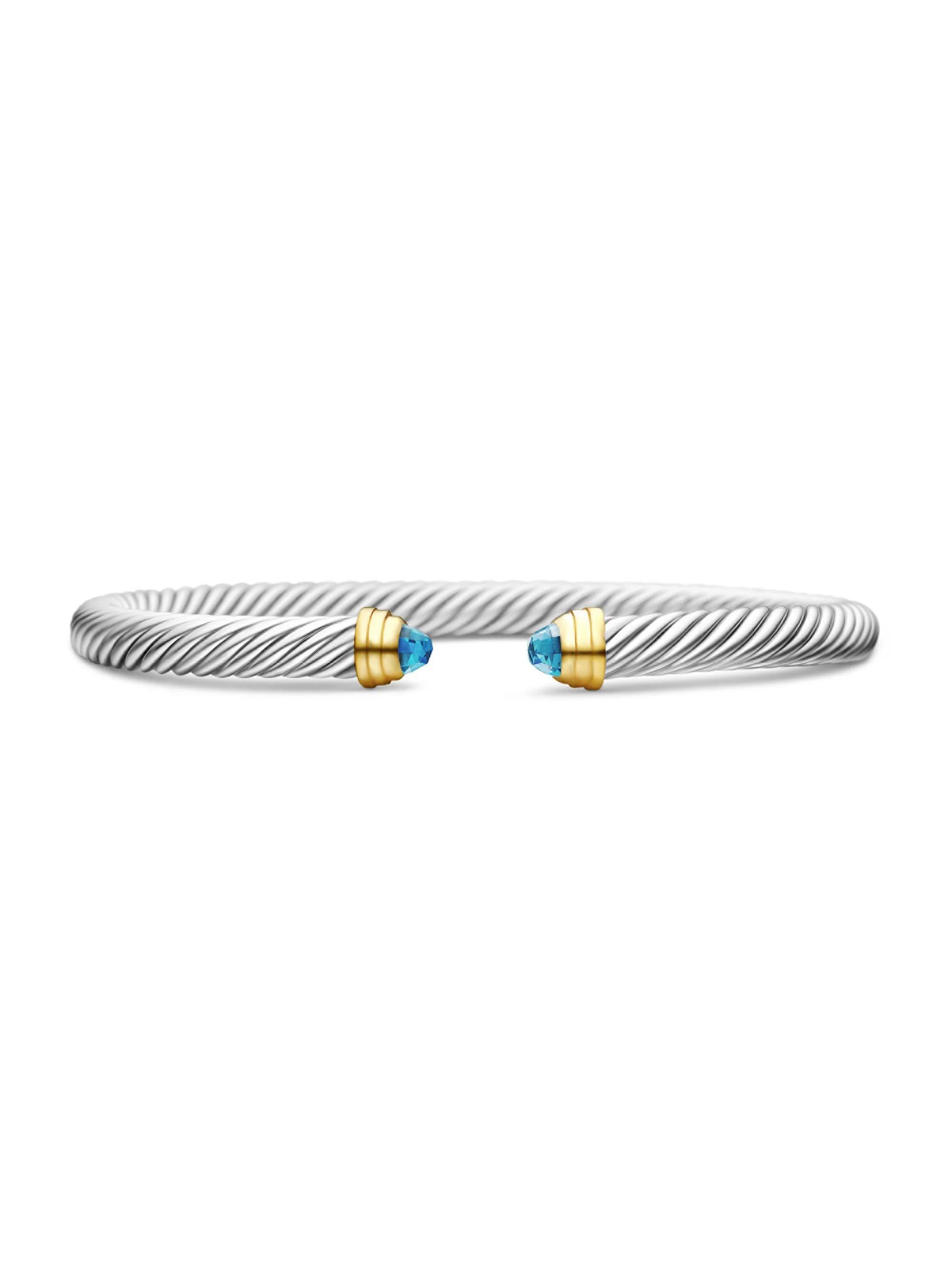 Women's Classic Cable Bracelet in Sterling Silver - Blue Topaz - 1