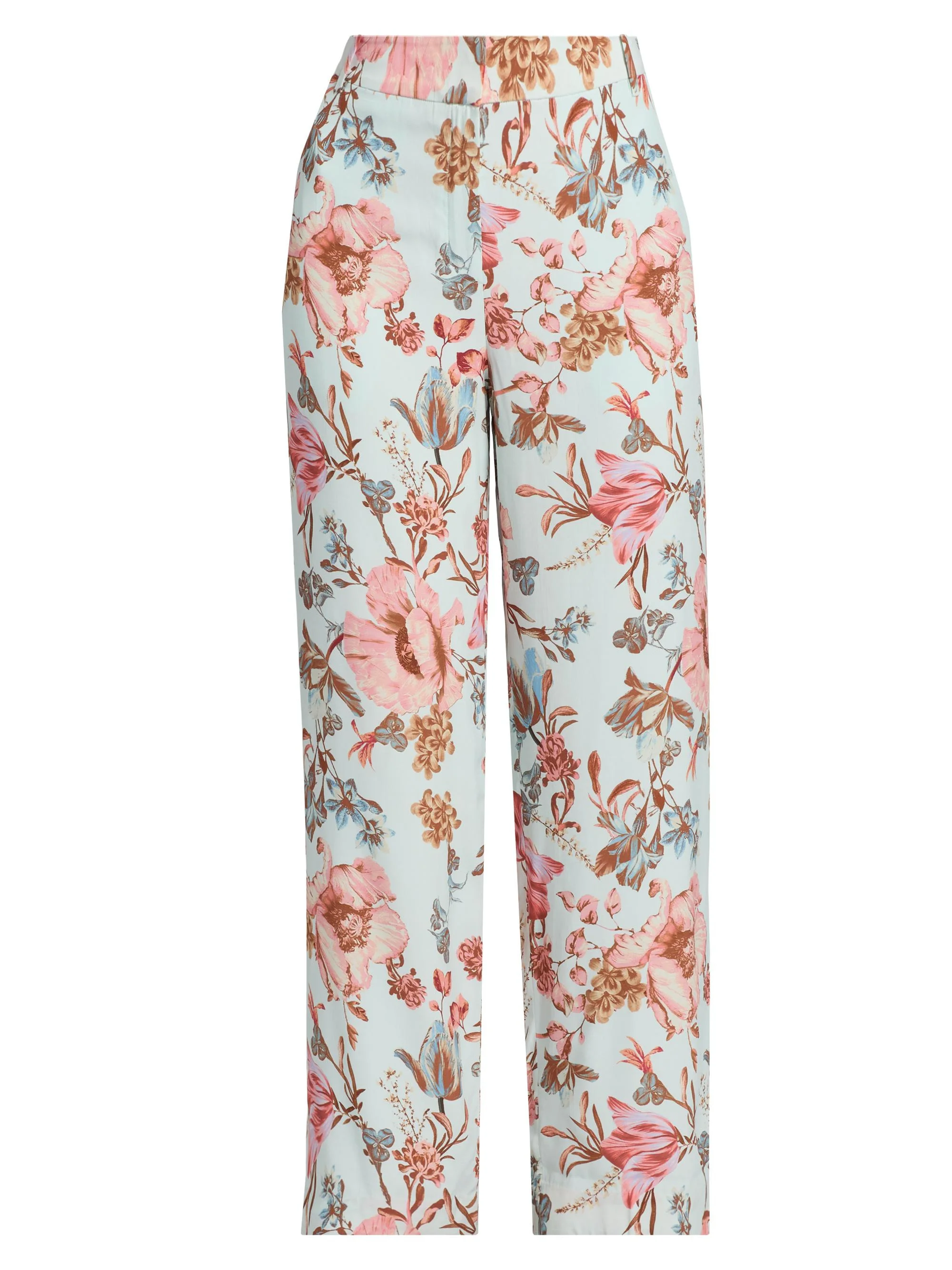 Women's Floral Straight Leg Pants - Blue - 1