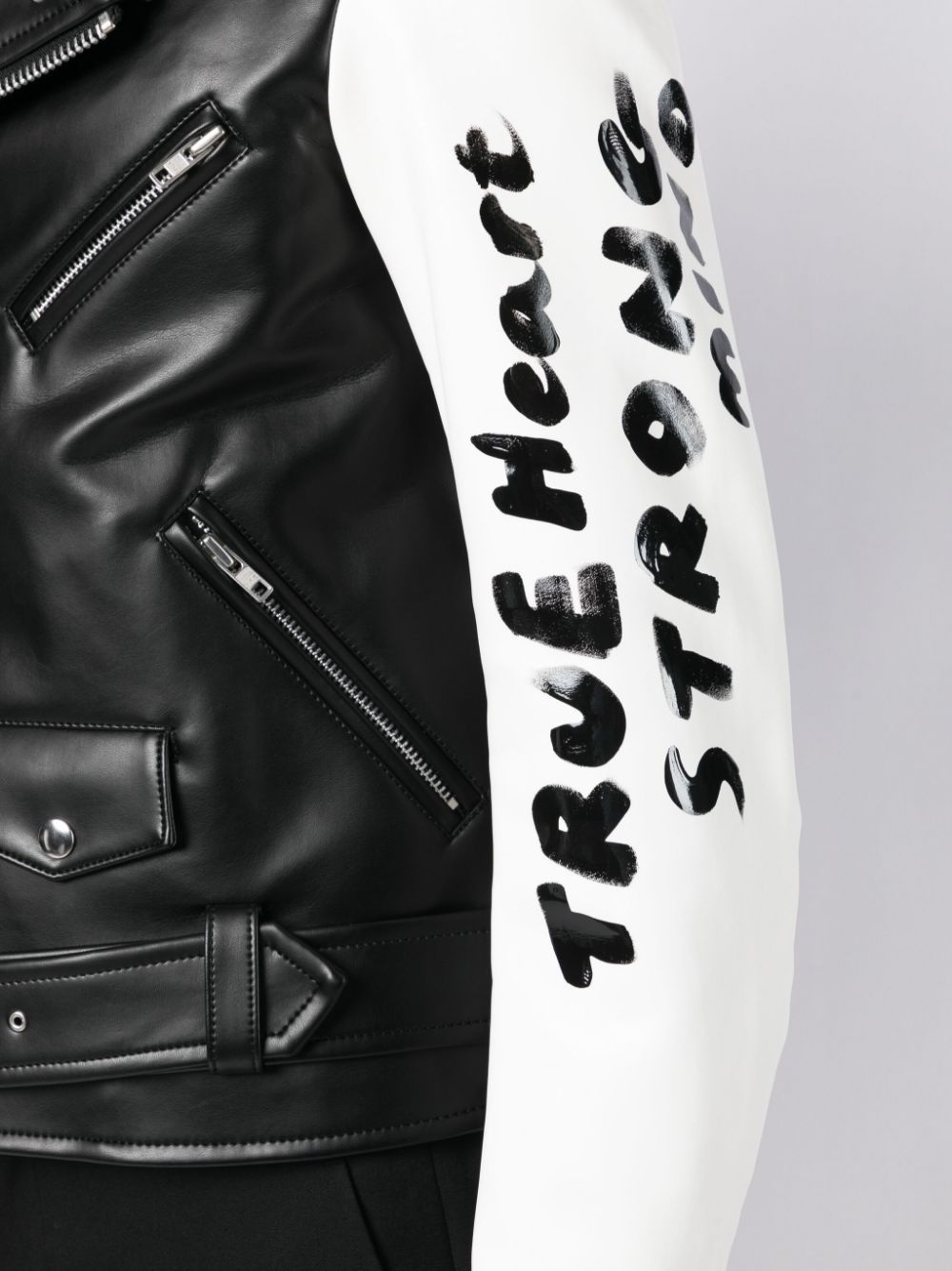 CONTRASTING-SLEEVES BIKER JACKET - 2