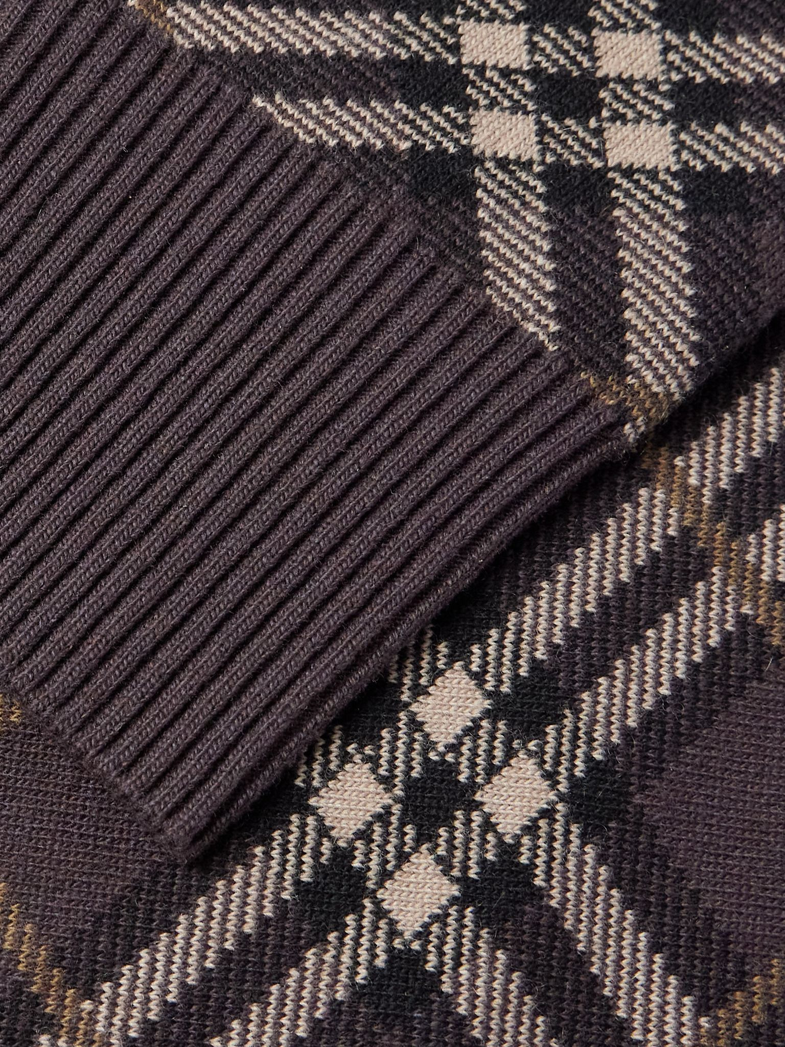 Gregory Checked Wool-Blend Sweater Brown - 5