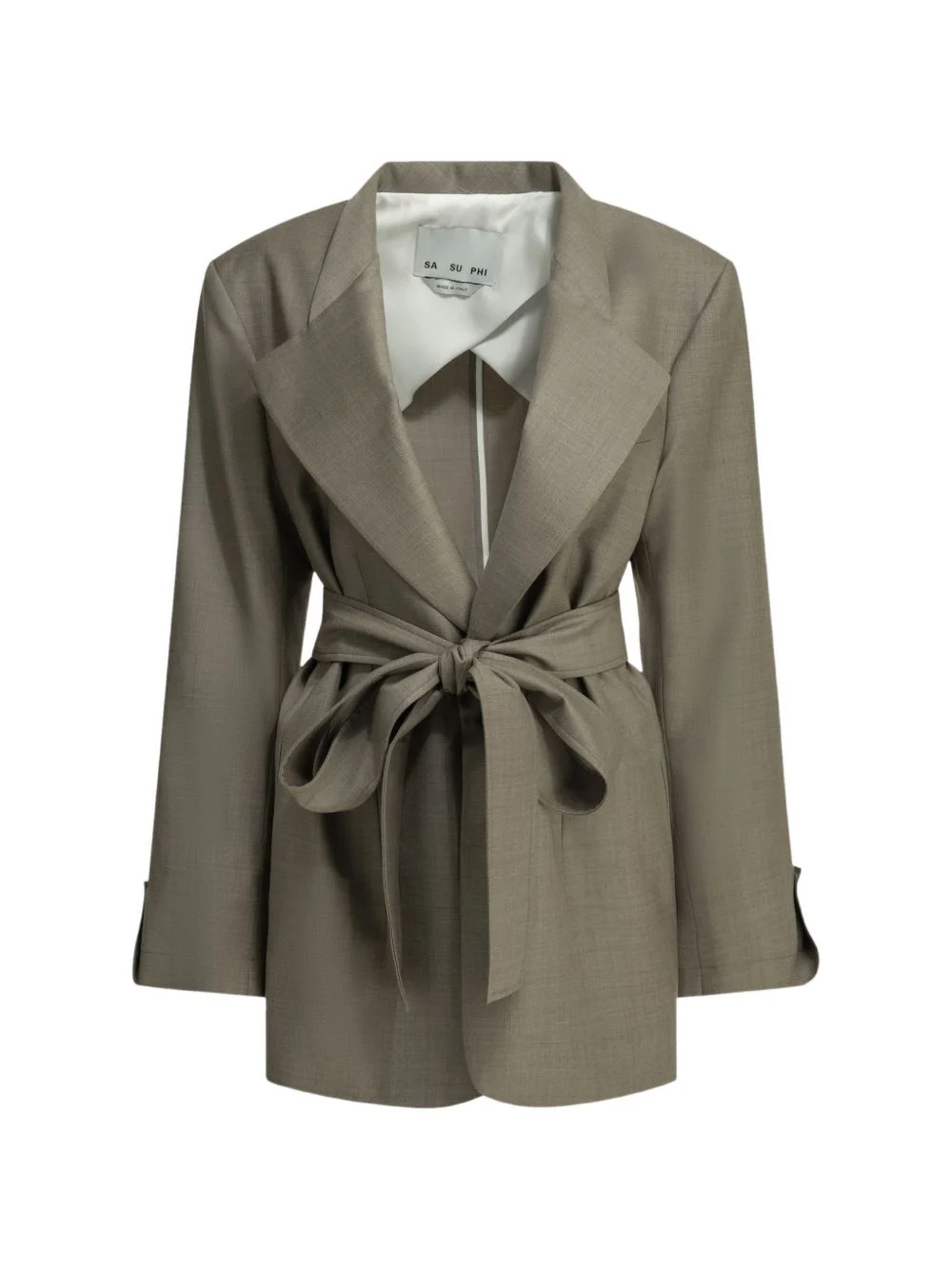 belted double-breasted coat - 1