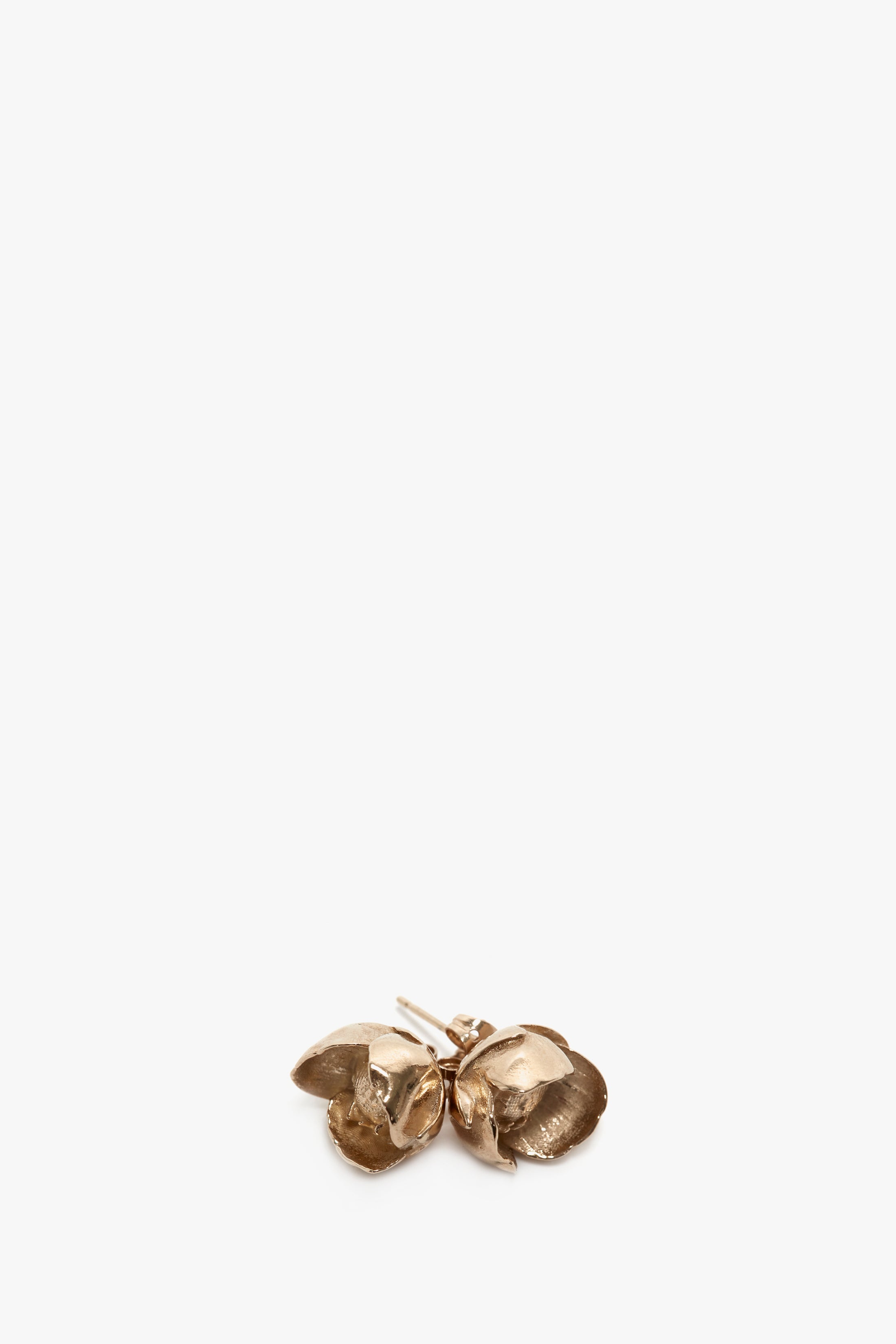Exclusive Camellia Flower Stud Earrings In Gold - 4