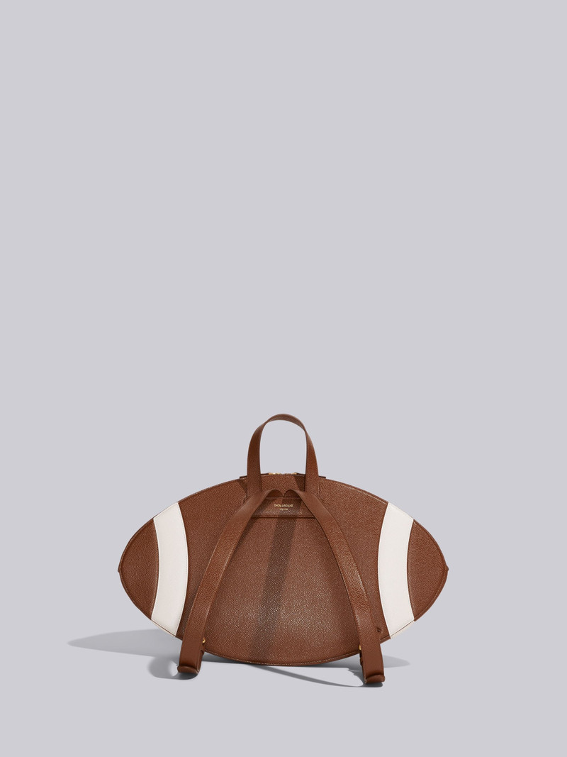 Brown Pebble Grain Leather Football Backpack 4