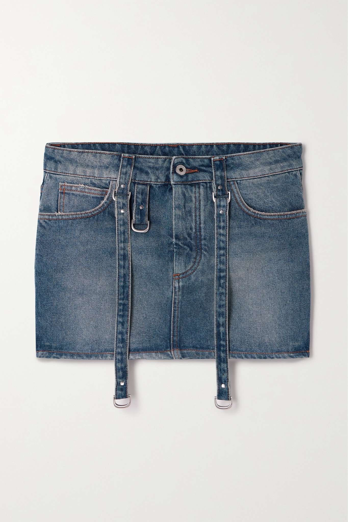 Distressed denim mini skirt - 1