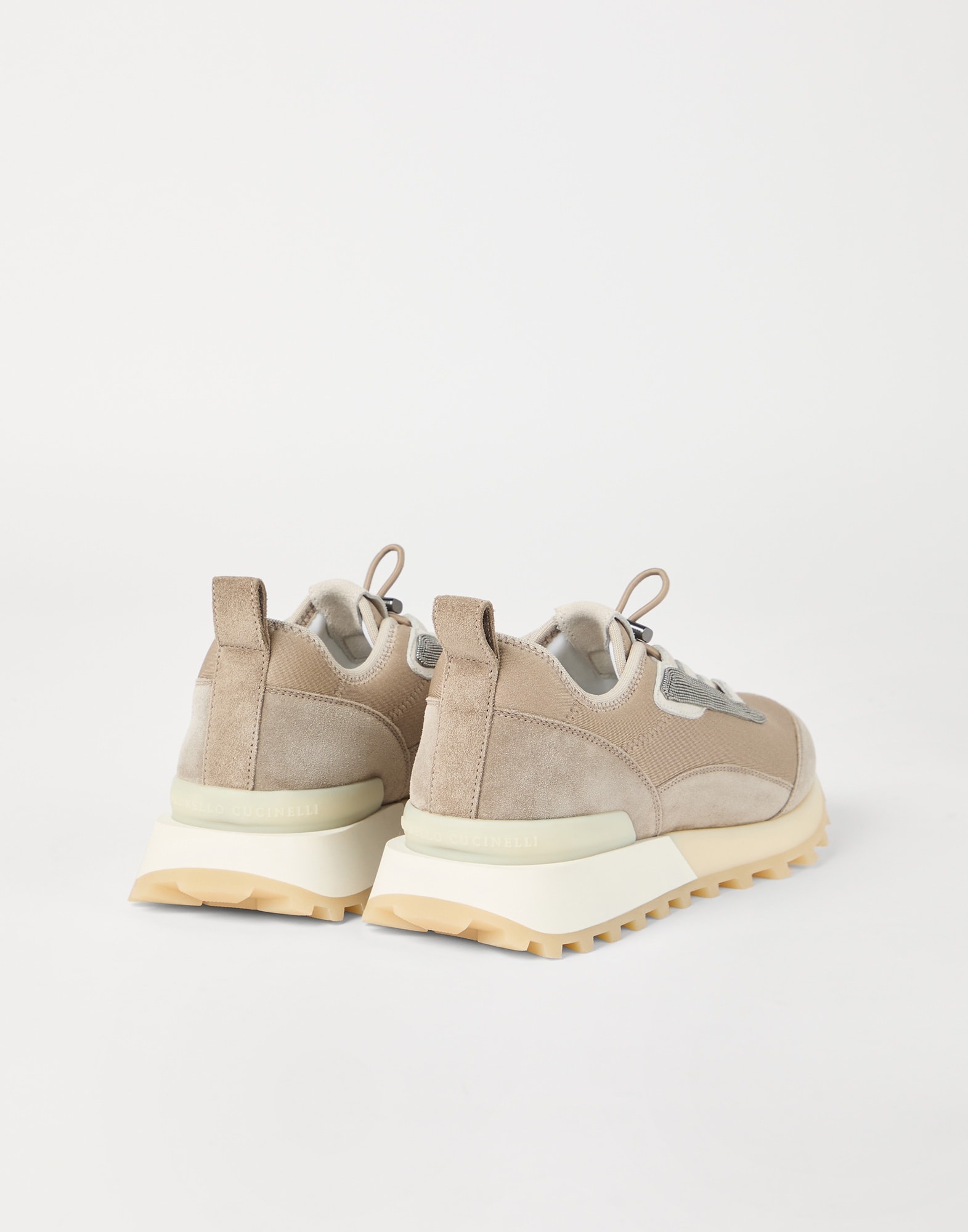 Techno fabric and suede runners with precious trim - 2