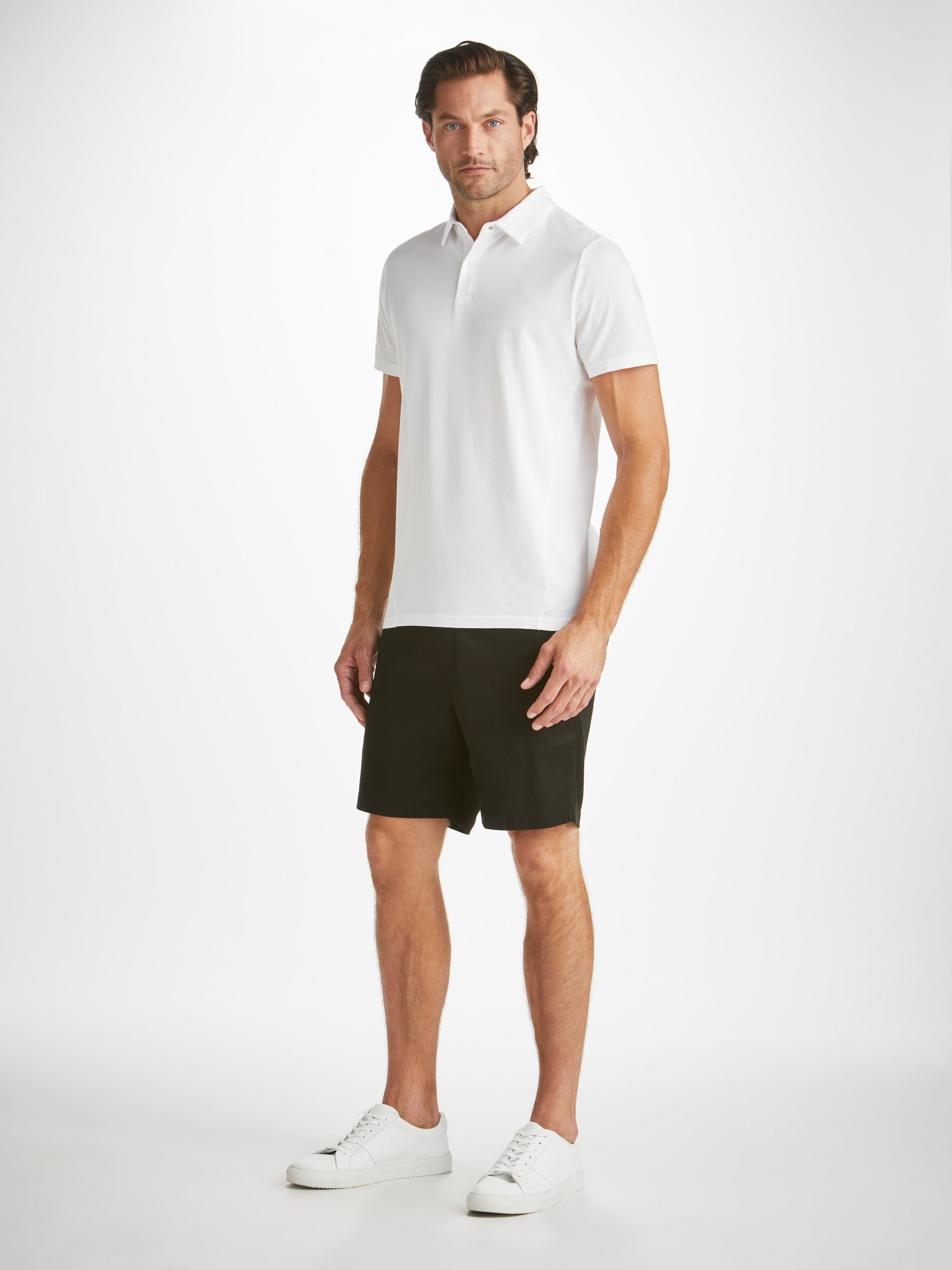 Men's Polo Shirt Ramsay Pique Cotton Tencel White - 3