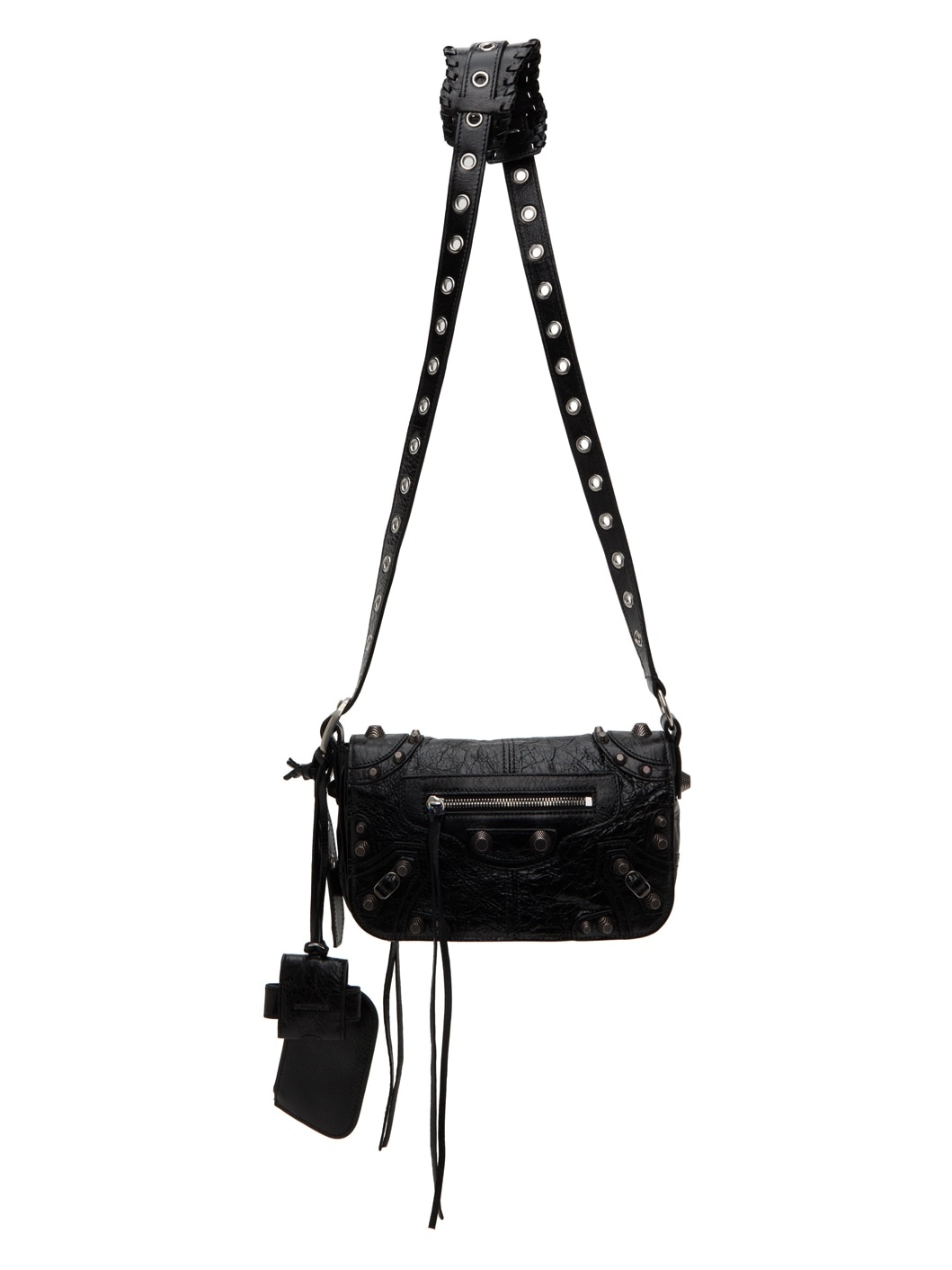 Black Le Cagole crinkled-leather cross-body bag, Balenciaga