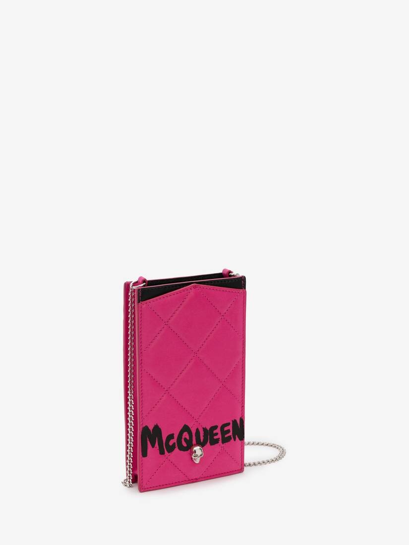Mcqueen Graffiti Phone Case With Chain in Bobby Pink - 2