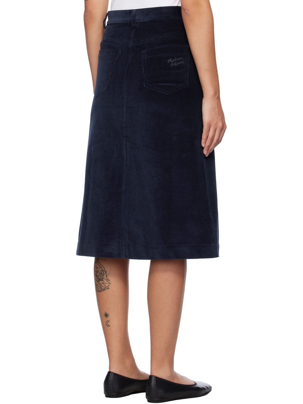 Navy Slit Workwear Midi Skirt - 3