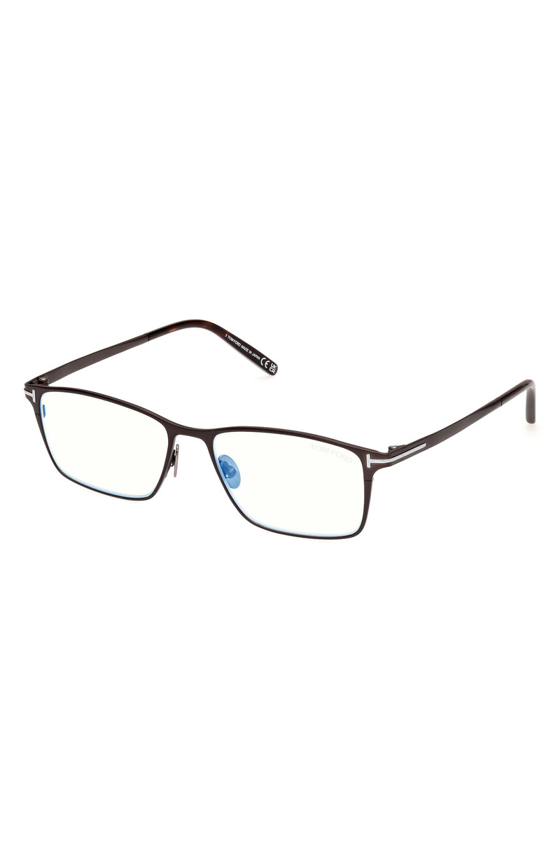 TOM FORD TOM FORD 54mm Rectangular Blue Light Blocking Glasses in Gunmetal Havana /T Logo at Nordstrom outlook