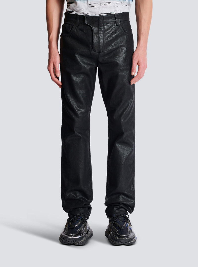Regular-fit coated denim jeans 5