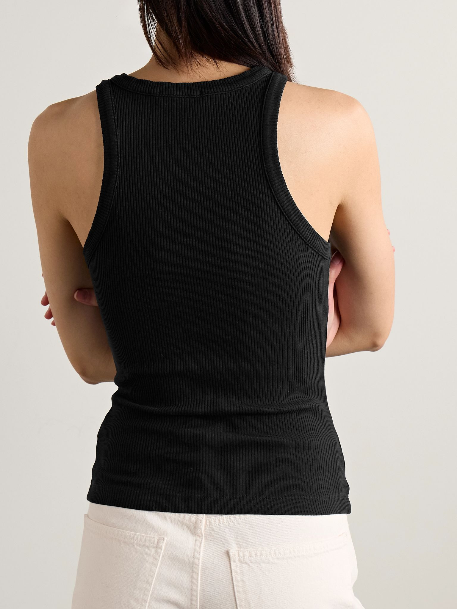 Rayne ribbed stretch organic cotton and Lyocell-blend jersey tank Black - 4