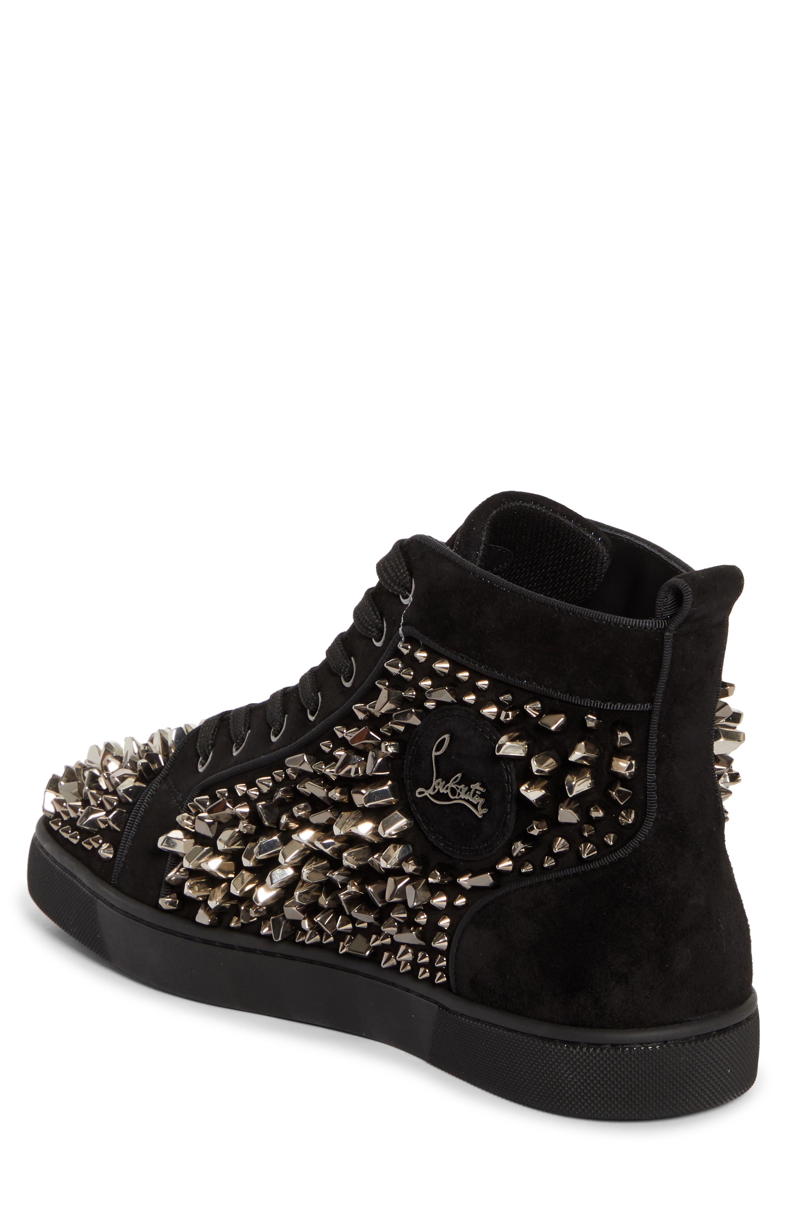Christian Louboutin Louis Riptilis Spikes High Top Sneaker in Black/Dark Gunmetal at Nordstrom - 2