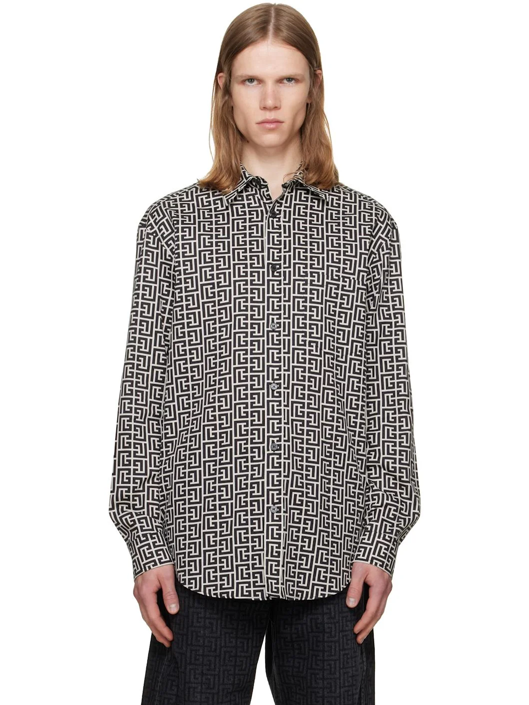 Black & White Monogram Loose Shirt - 1