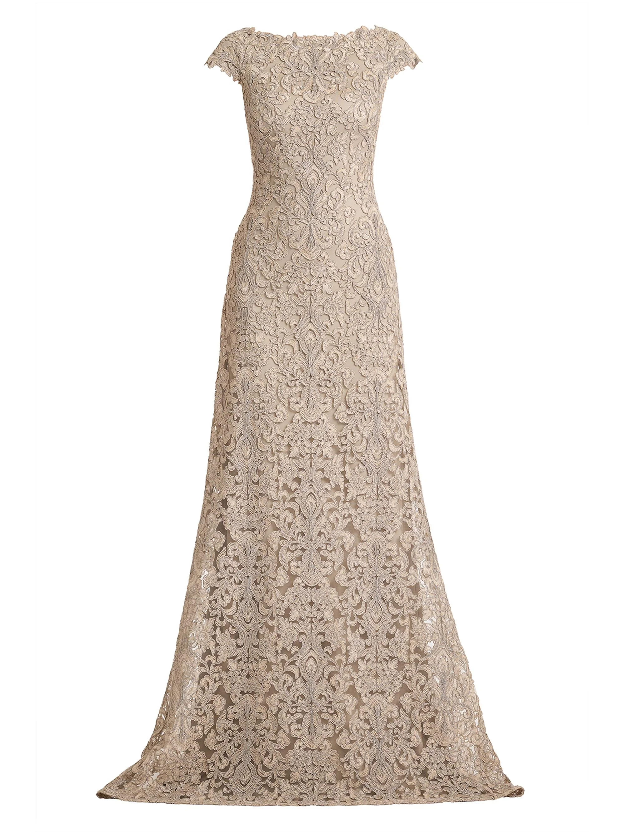 Women's Hoyt Lotus Embroidered Tulle Gown - Pumice - 1