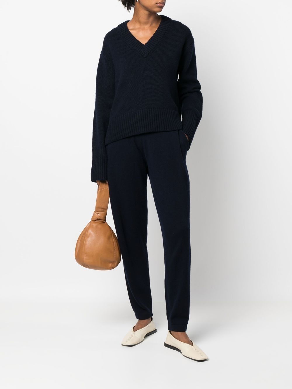 drawstring tapered cashmere trousers - 2