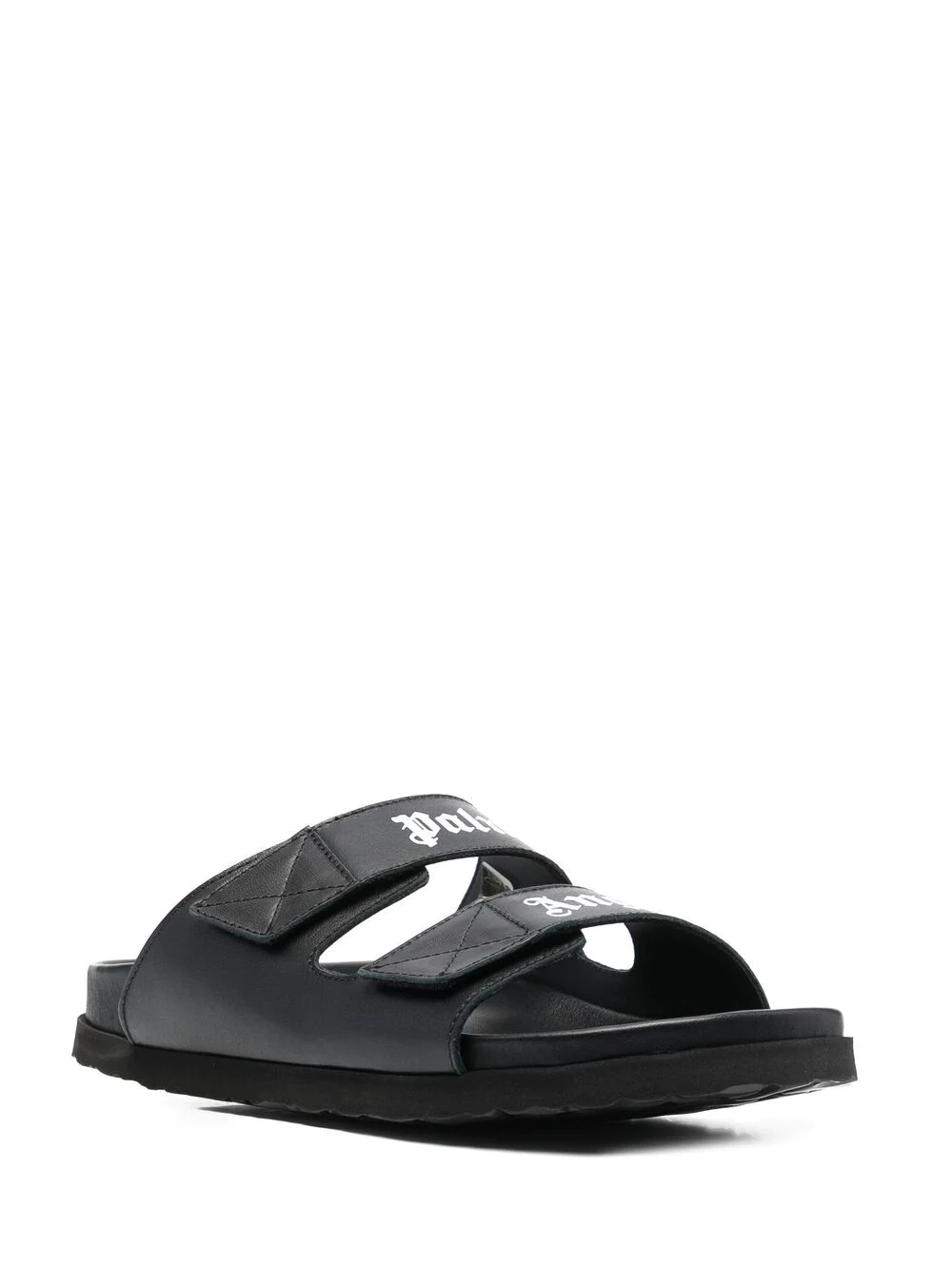 logo print leather sandals - 2