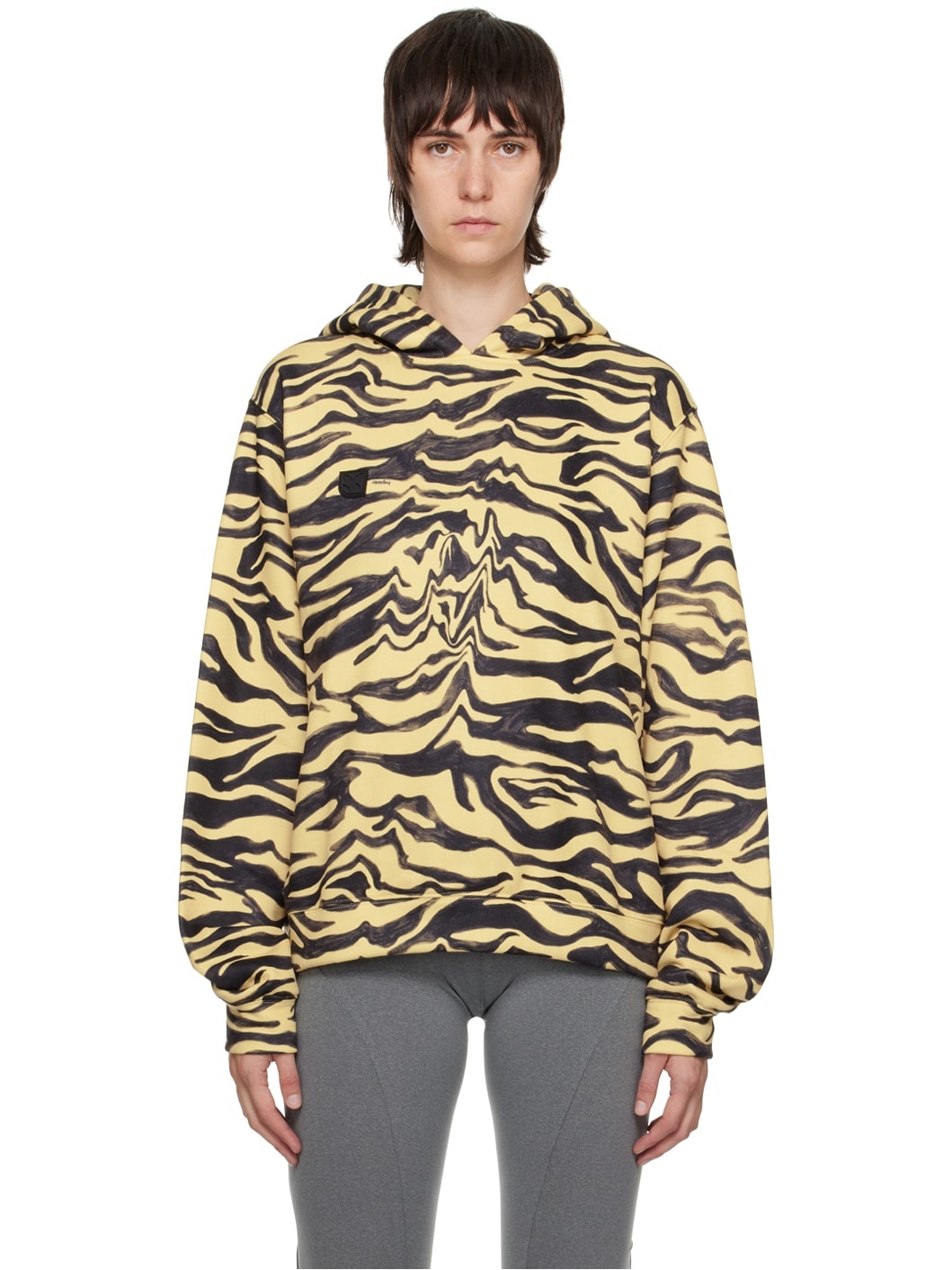 Yellow Printed Hoodie - 1