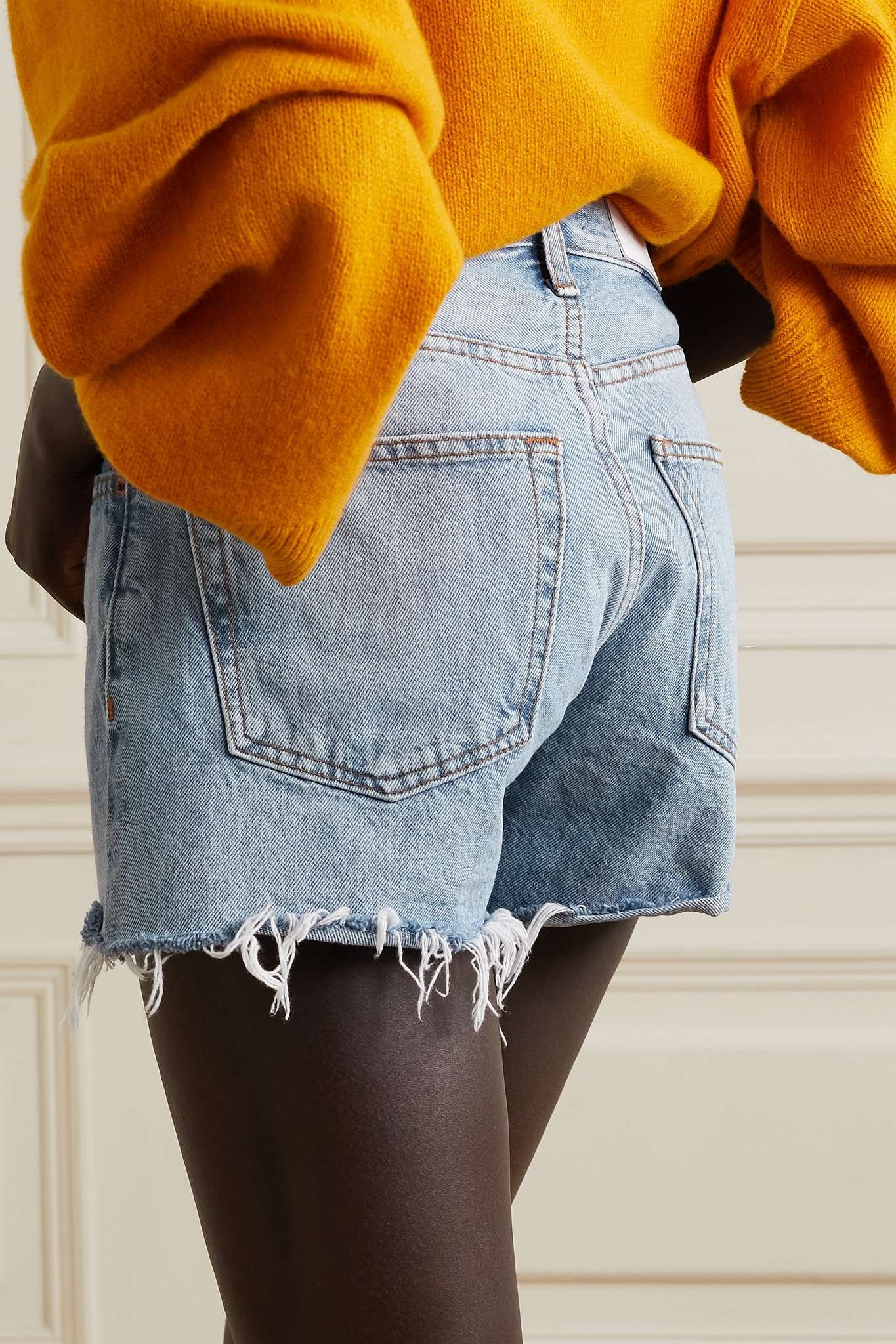 70s frayed denim shorts - 4