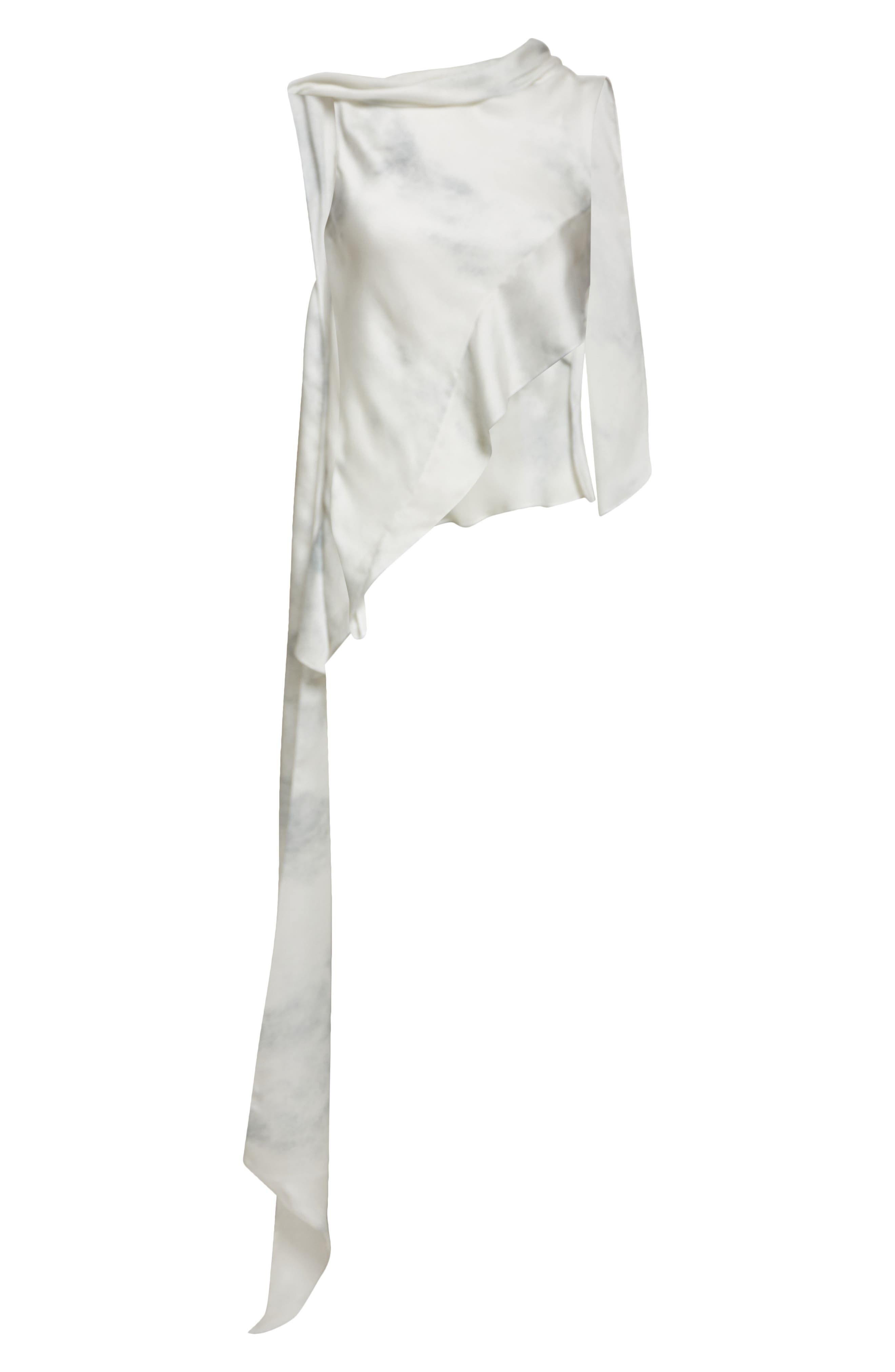 GRACE LING Asymmetric Silk Chiffon Scarf Top in Ash at Nordstrom - 6