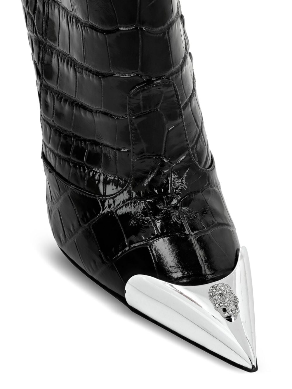 120mm skull-appliqué croco boots - 5