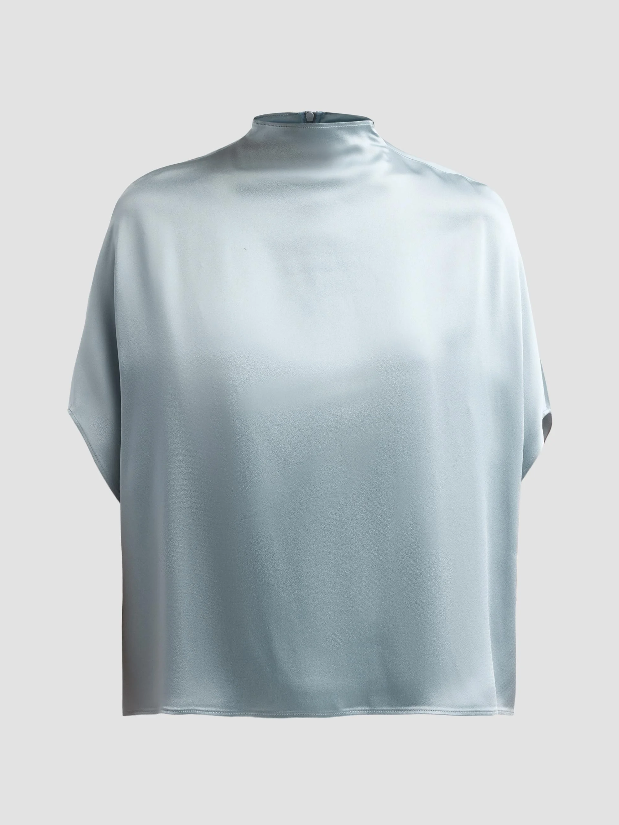 Women's Satin Mock Turtleneck Blouse - Dove - 1