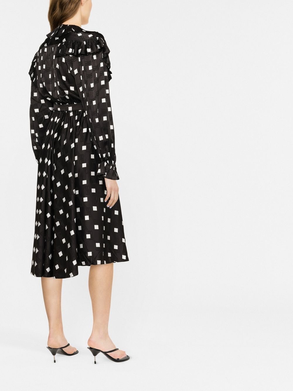 ruffle spot-print midi dress - 3