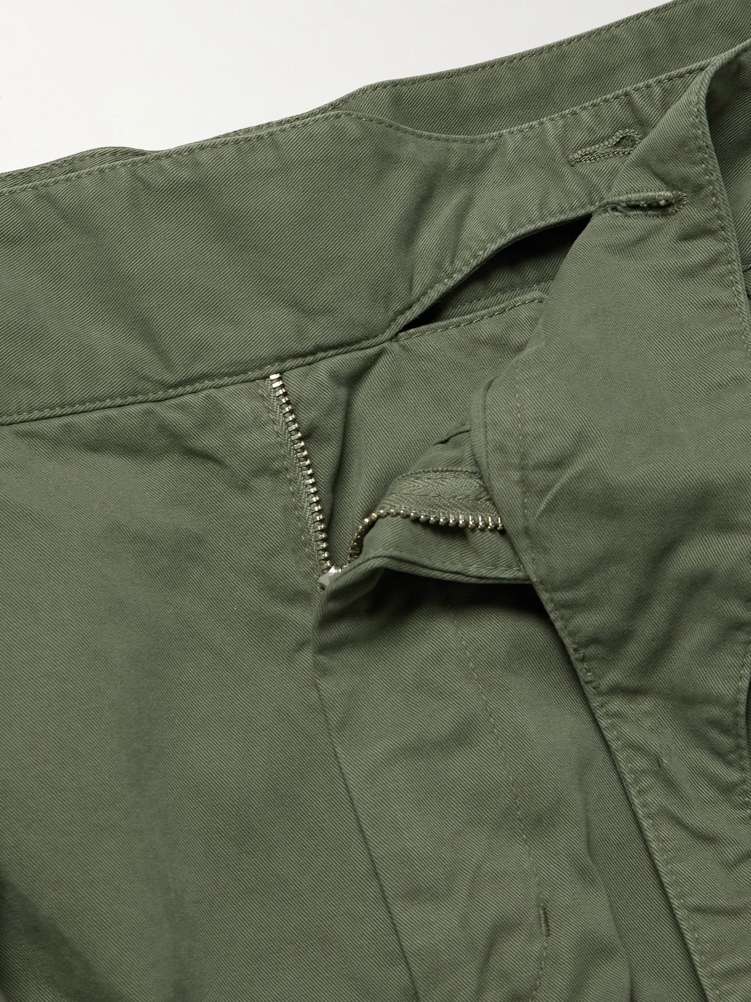 Manny Straight-Leg Pleated Cotton-Twill Trousers Green - 6