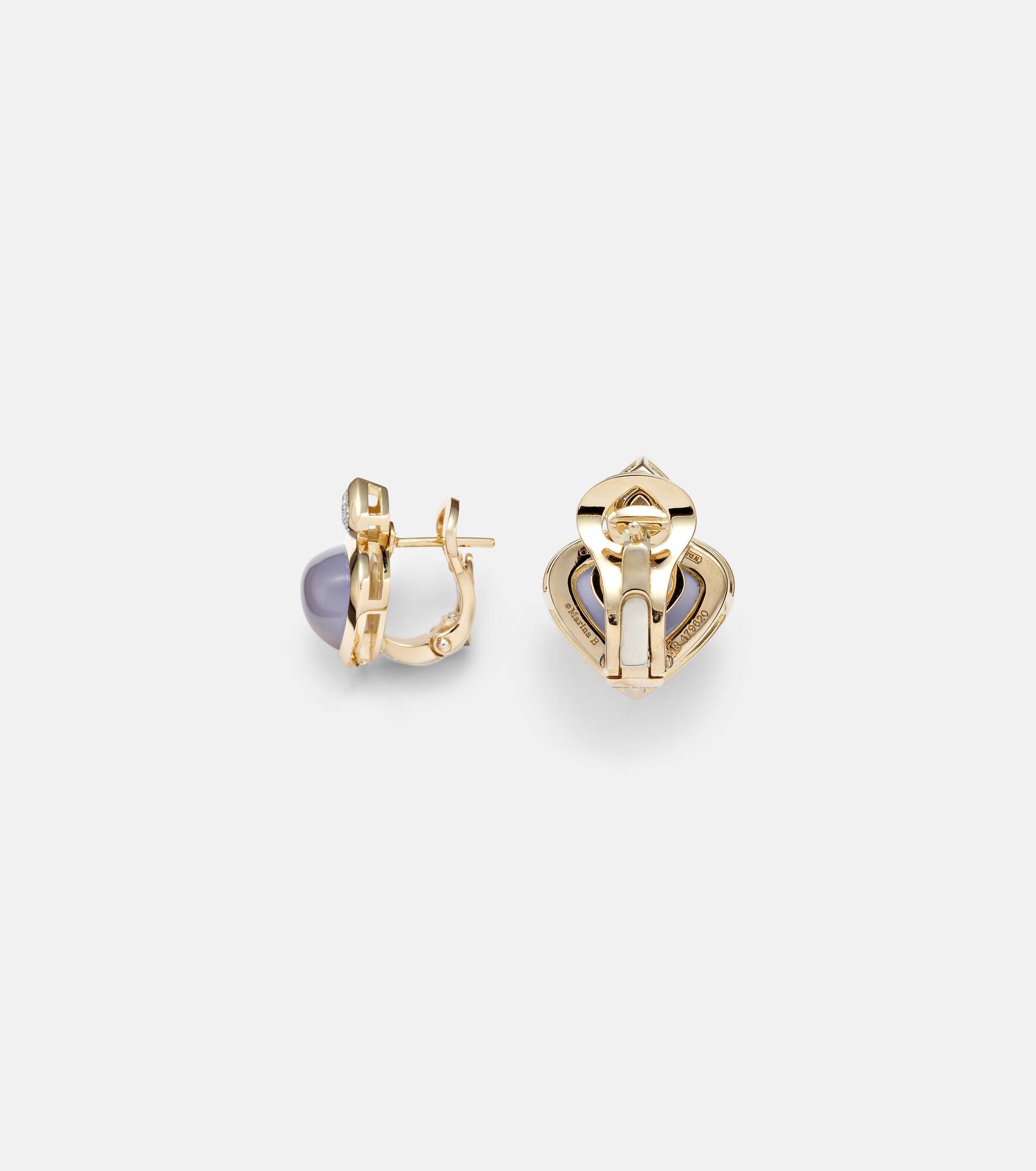 Trisolina 18kt gold earrings with blue chalcedony and diamonds - 4