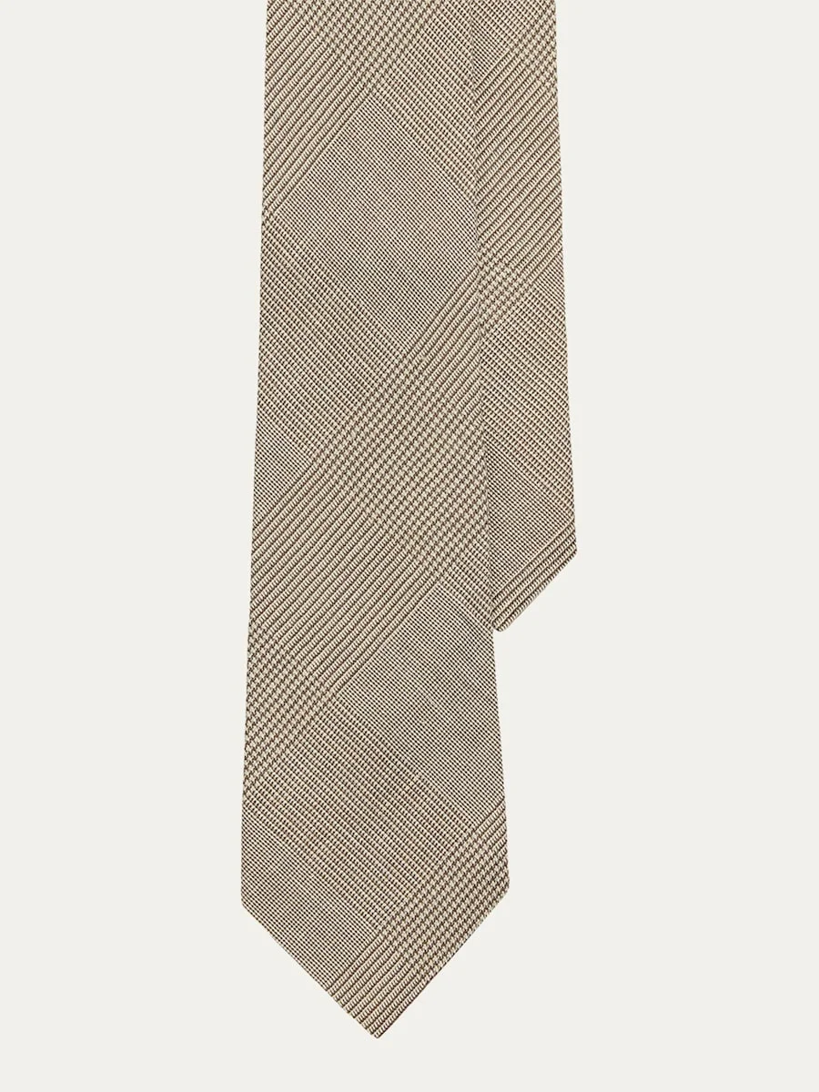 Men's Linen and Mulberry Silk Glen Plaid Tie - 1