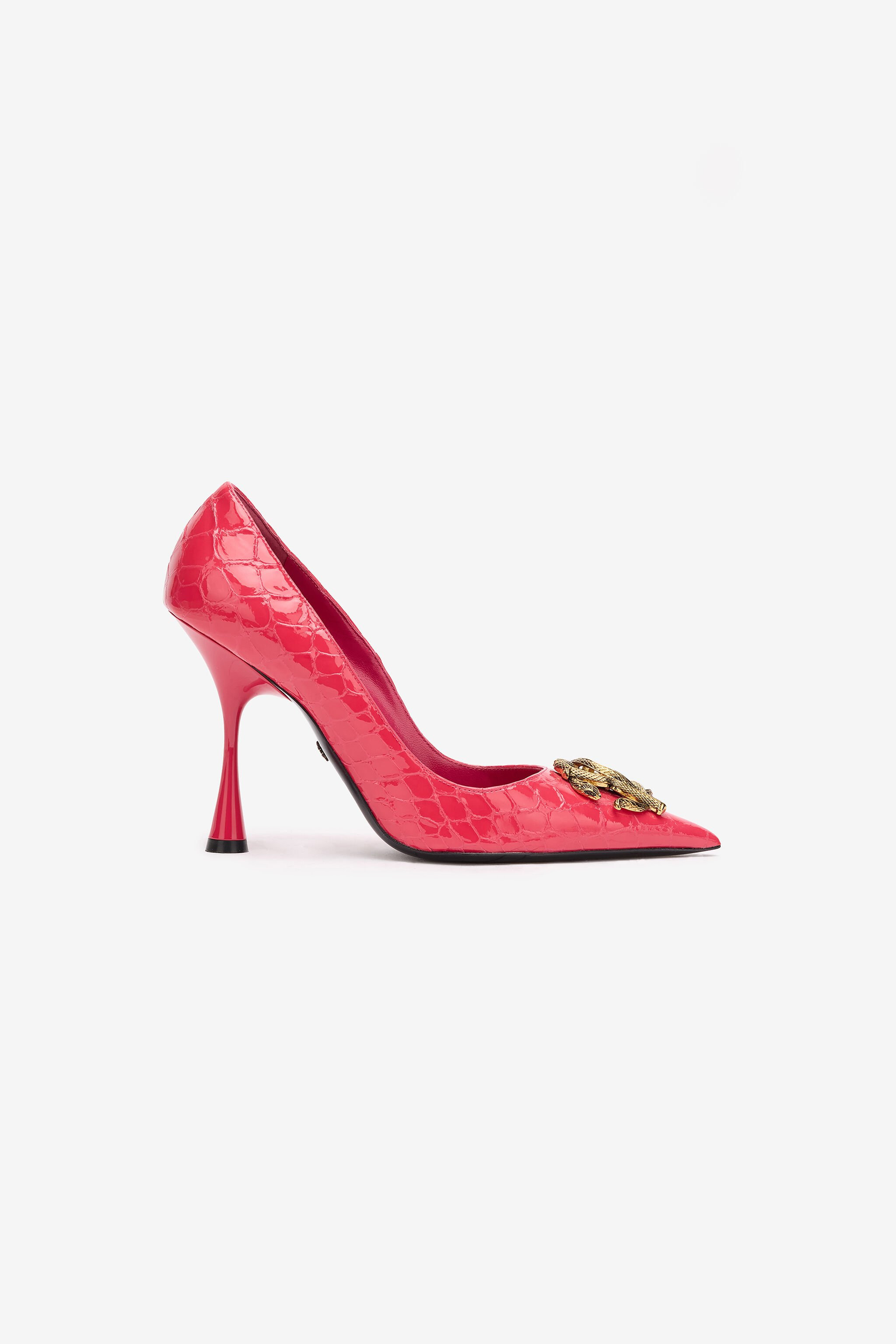Crocodile-Effect Pumps With Mirror Snake Monogram - 1