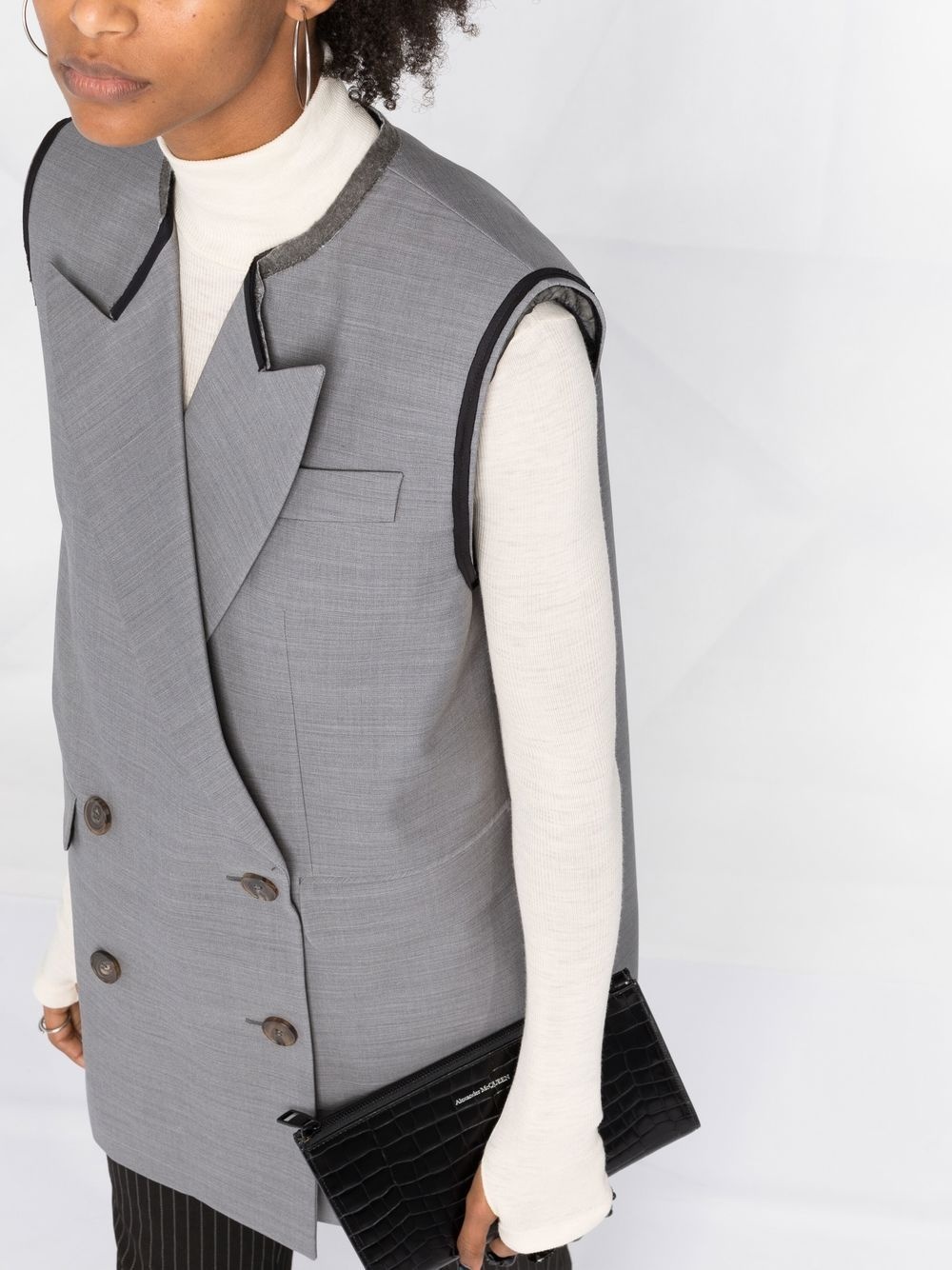 contrasting-trim detail vest - 3