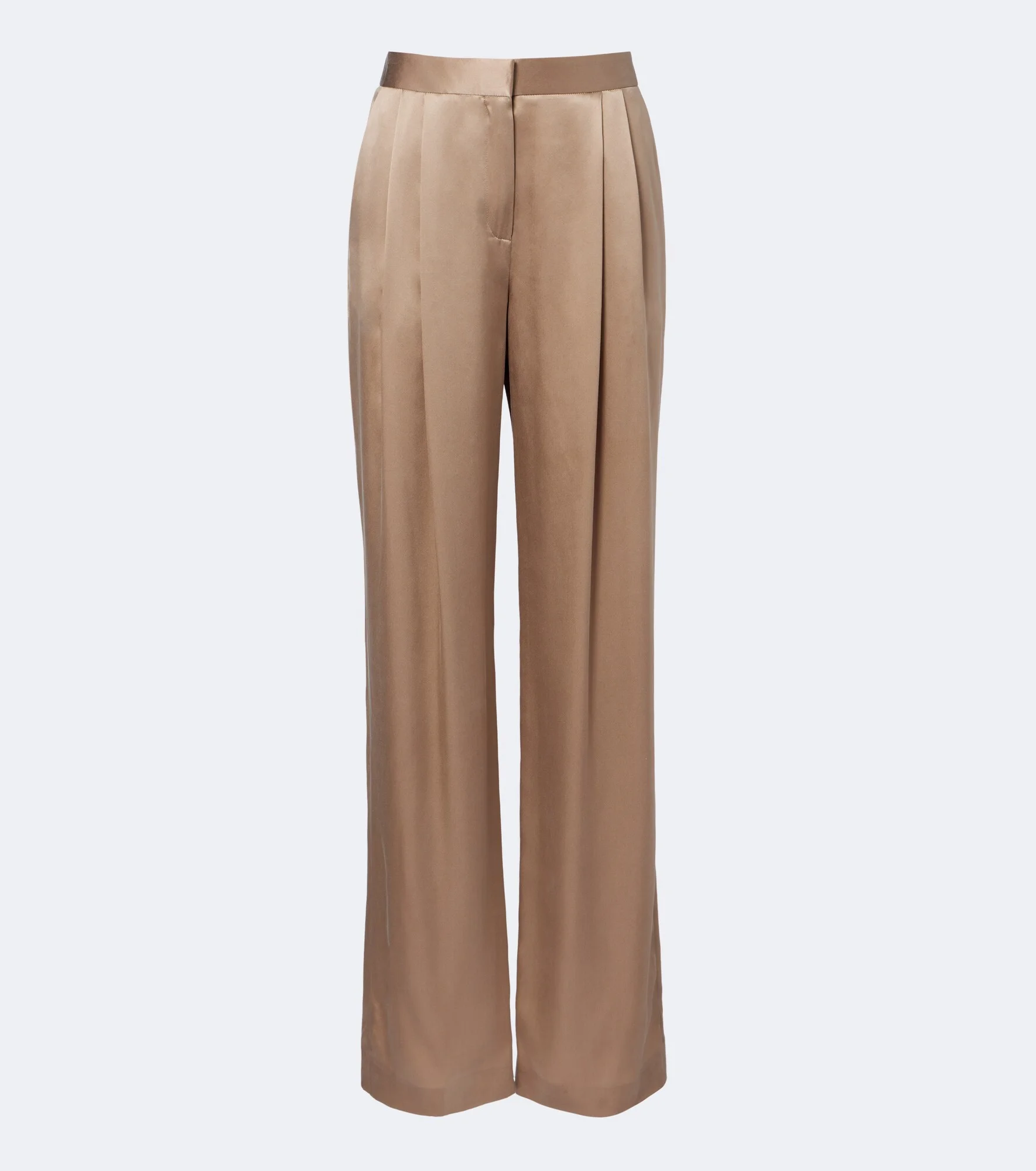 Pleated silk straight pants - 1