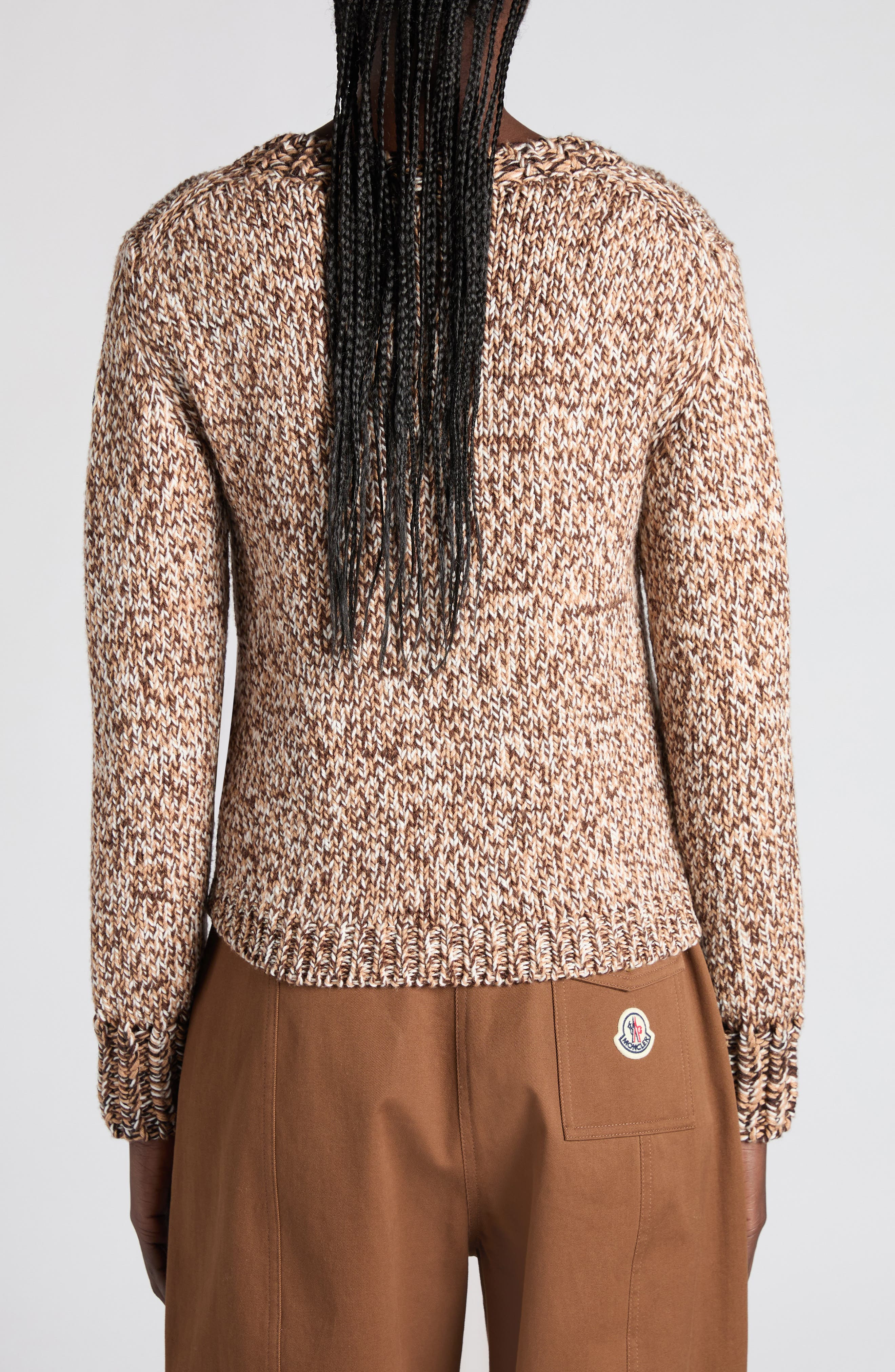 Moncler Virgin Wool Sweater in Brown/Beige Multi at Nordstrom - 3