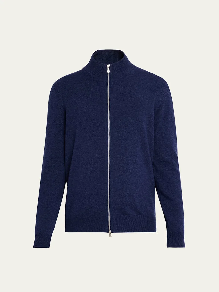 Men's Cotton and Cashmere Full-Zip Sweater - 1