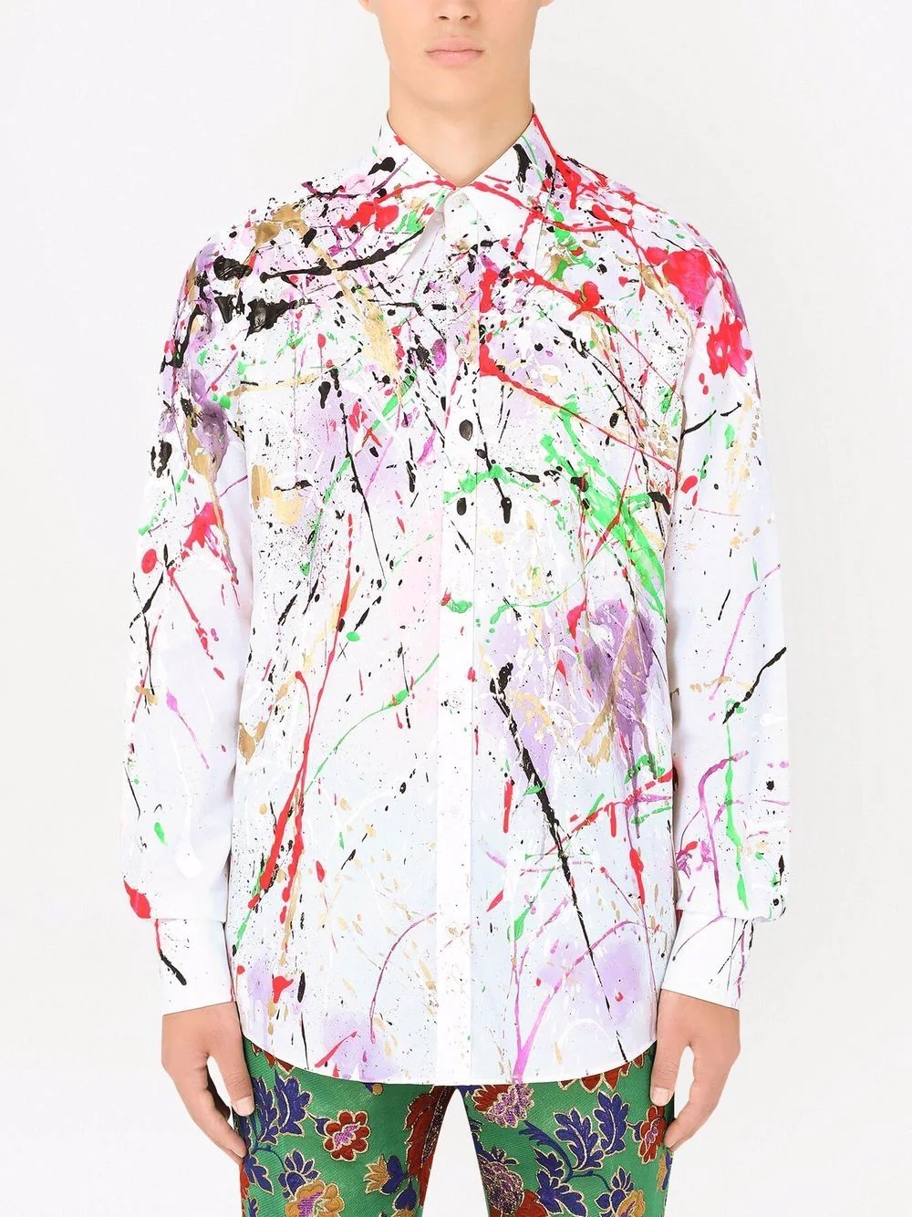 paint-splatter effect long-sleeve shirt - 3