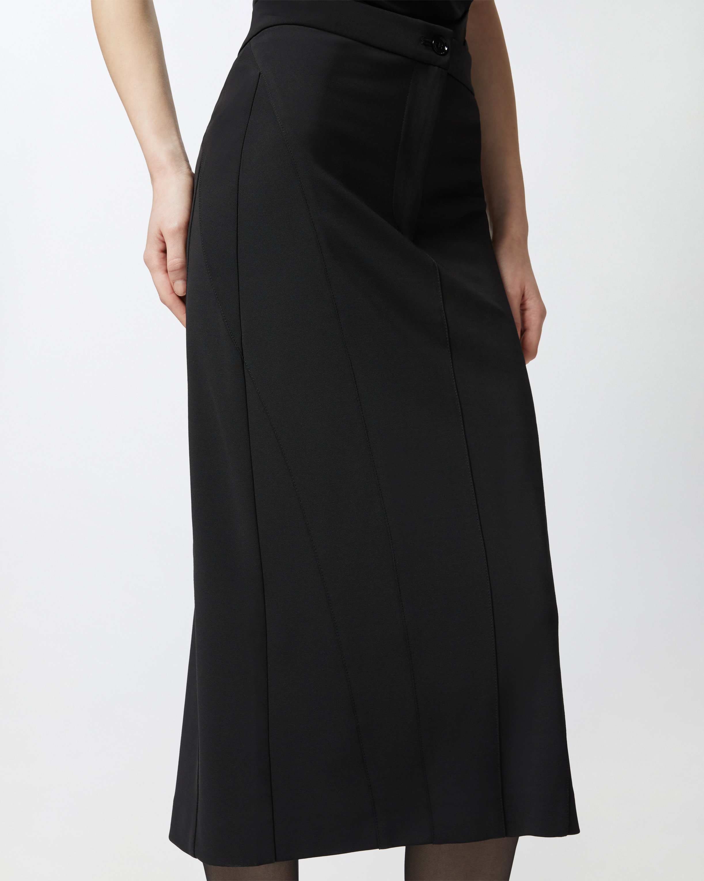 FABRIC STITCH MIDI SKIRT WITH BACK SLIT - 5