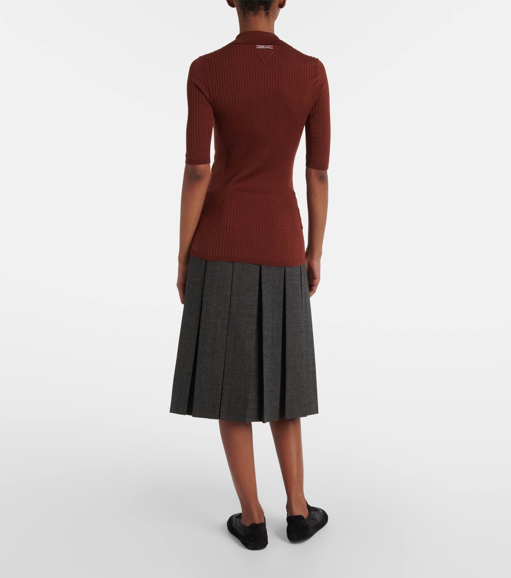 Cotton-blend polo sweater - 3