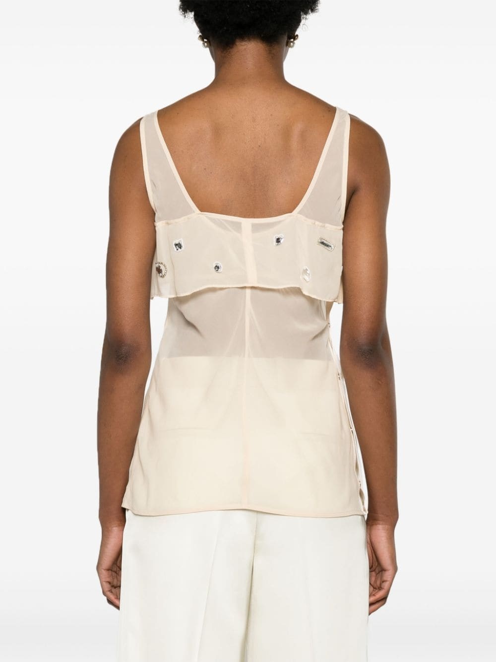 crystal-embellished sheer tank top - 6