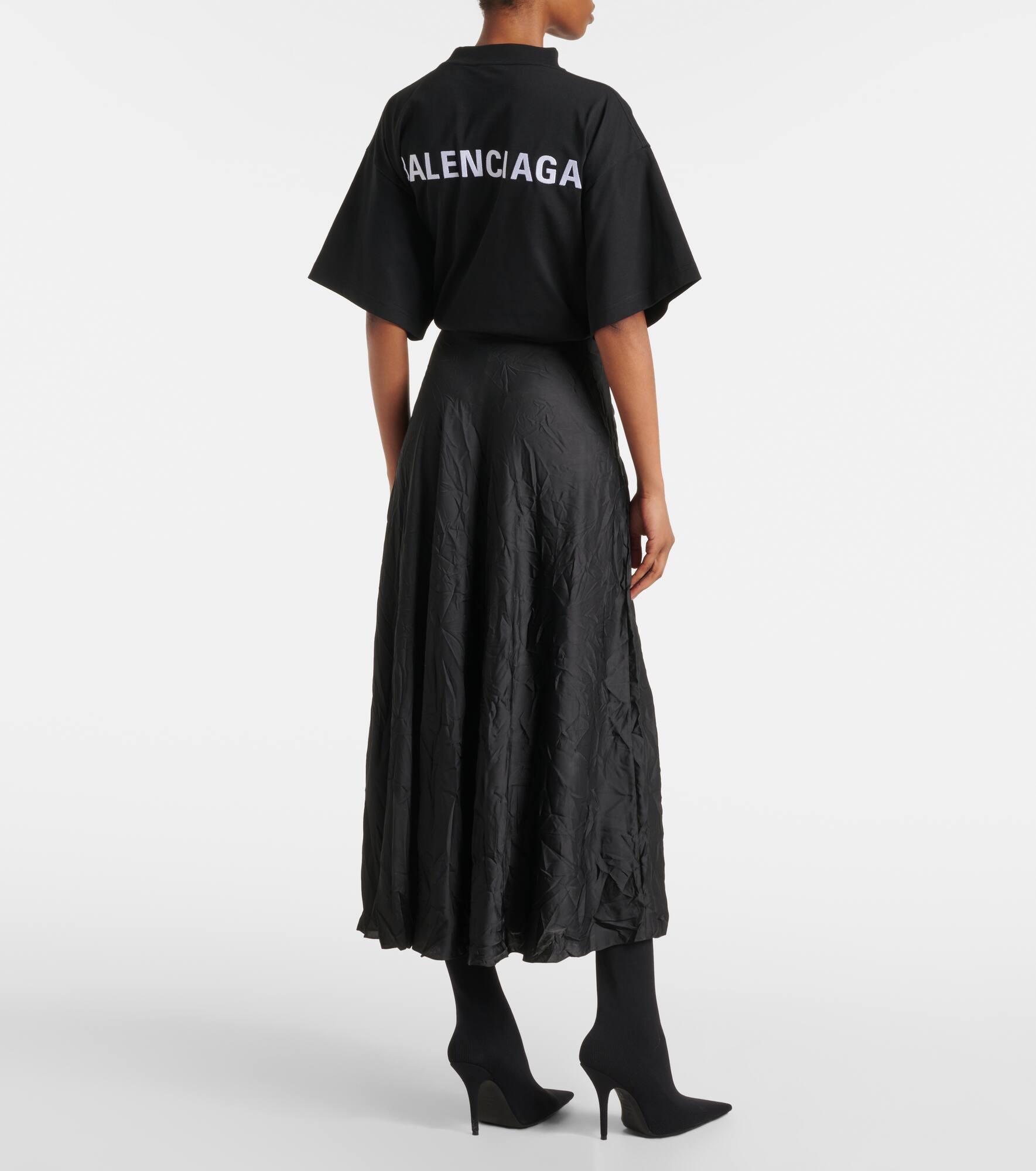 Asymmetric satin midi skirt - 3