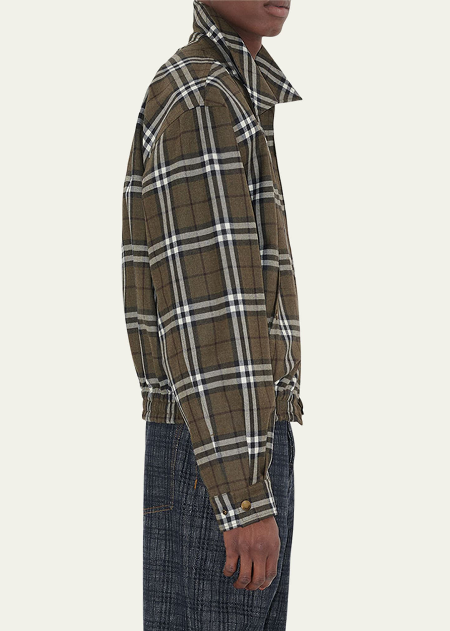 Men's Wool Check Blouson Zip Jacket - 4