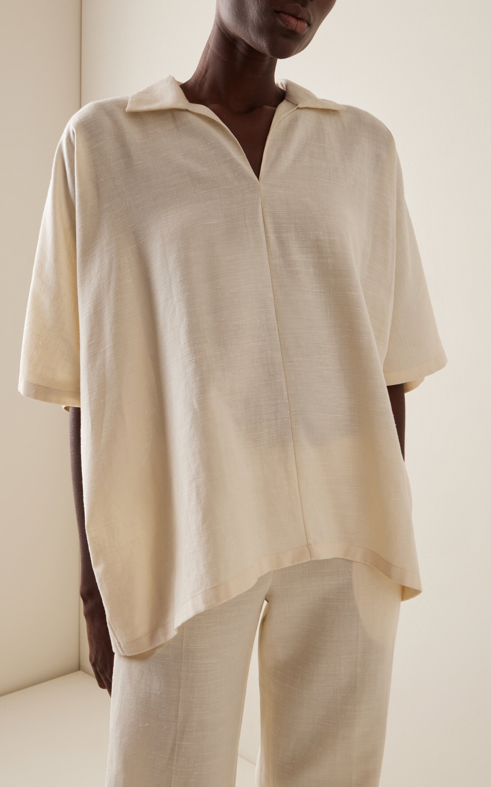 Wen Oversized Wool-Silk-Linen Top neutral - 2