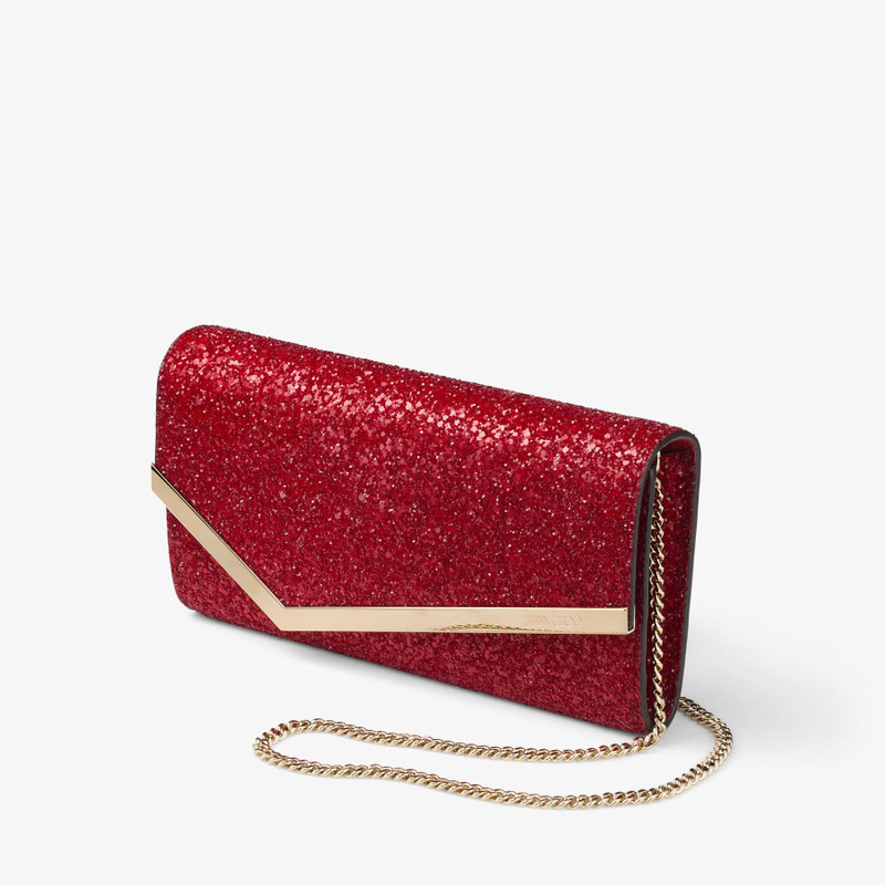 JIMMY CHOO Emmie
Ruby Red Coarse Glitter Fabric Clutch Bag outlook