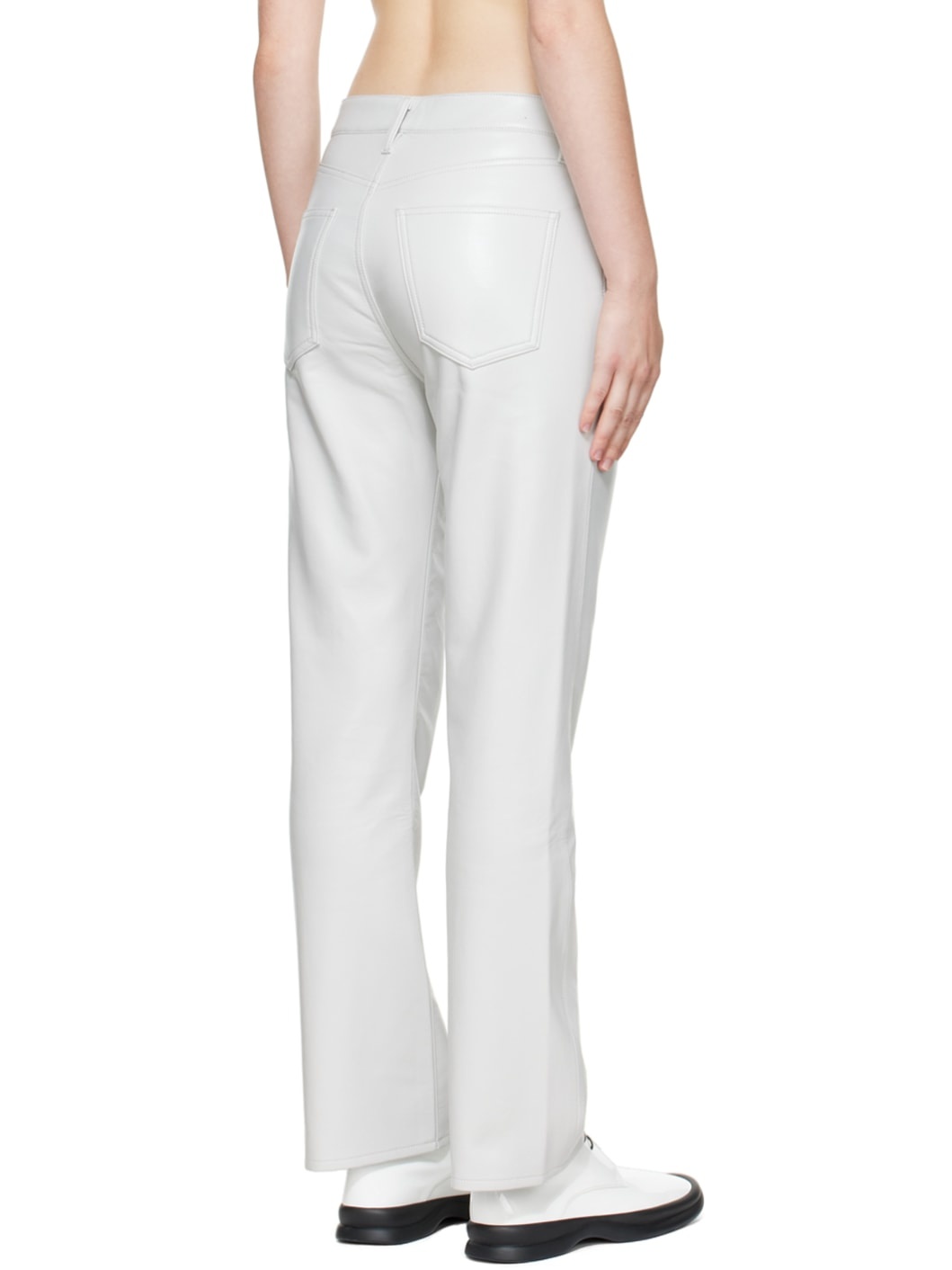 Gray Relaxed Leather Pants - 3