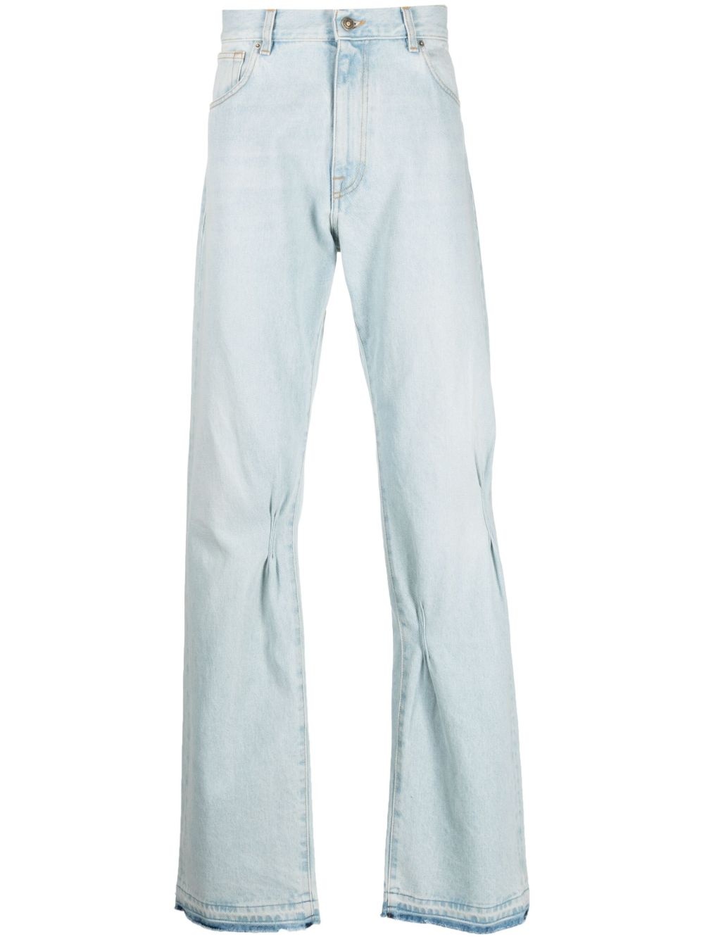 gathered-detailing straight-leg jeans - 1