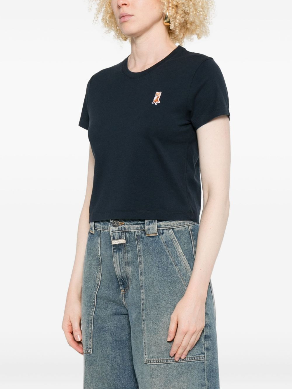 Lady Fox Baby embroidered cotton cropped top - 3